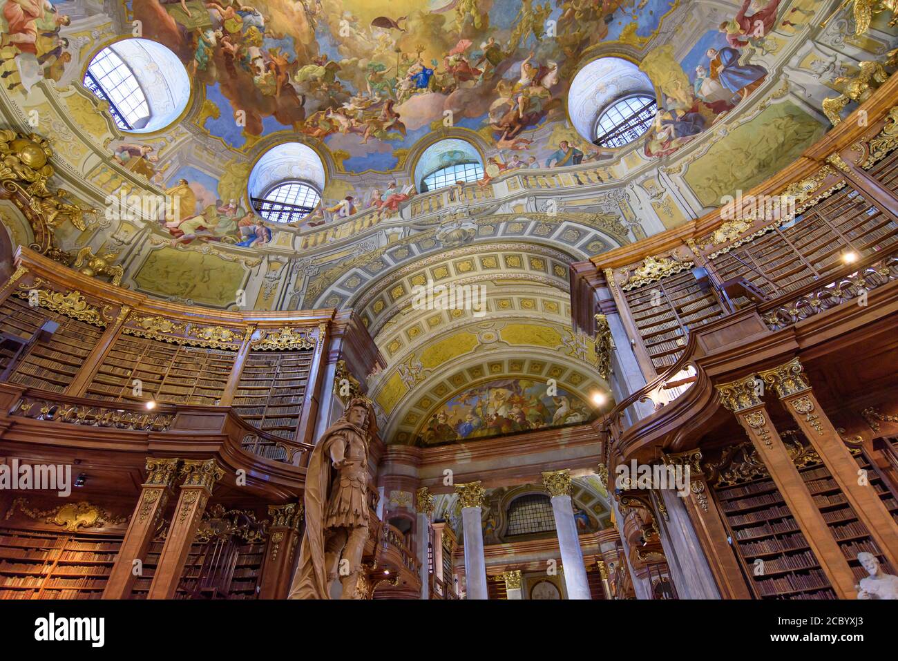 Nationalbibliothek Prunksaal, State Hall of the Austrian National Library in Vienna, Austria Stock Photo