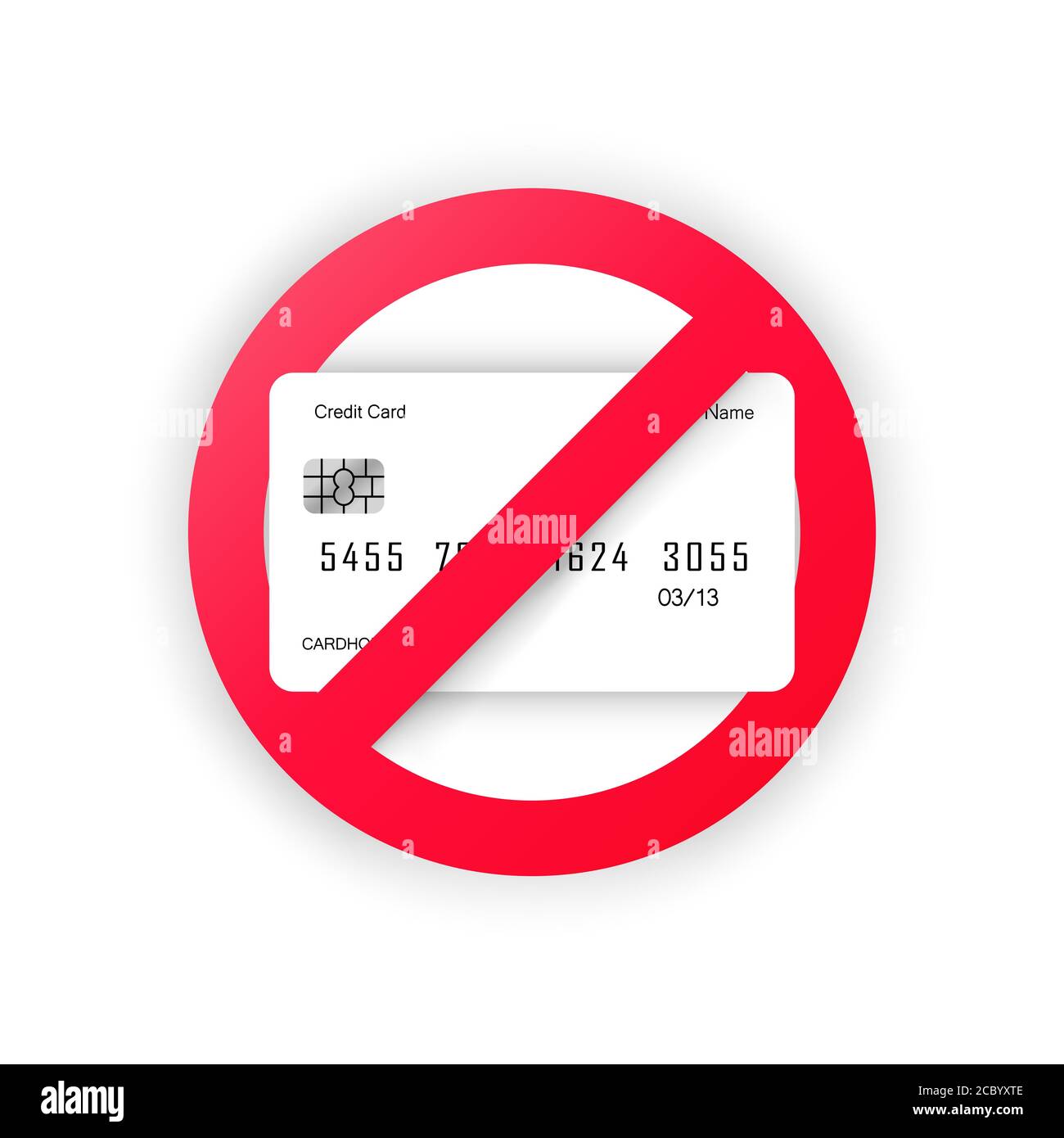 No credit card allowed sign. No card accept banner. Money sign. Vector on isolated white background. EPS 10 Stock Vector