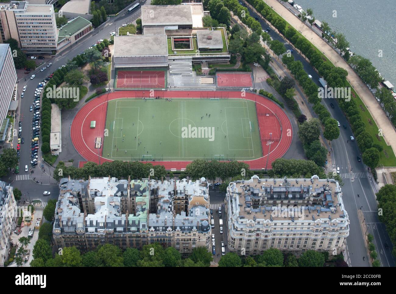 Sports Field, Paris, France, captured from the Eiffel Tower Stock Photo