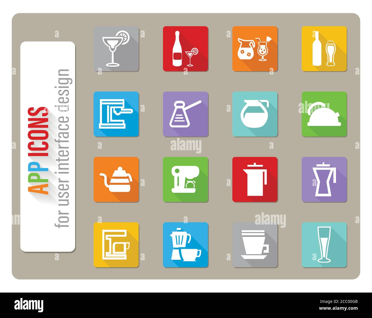 utensils for beverages icon set Stock Vector