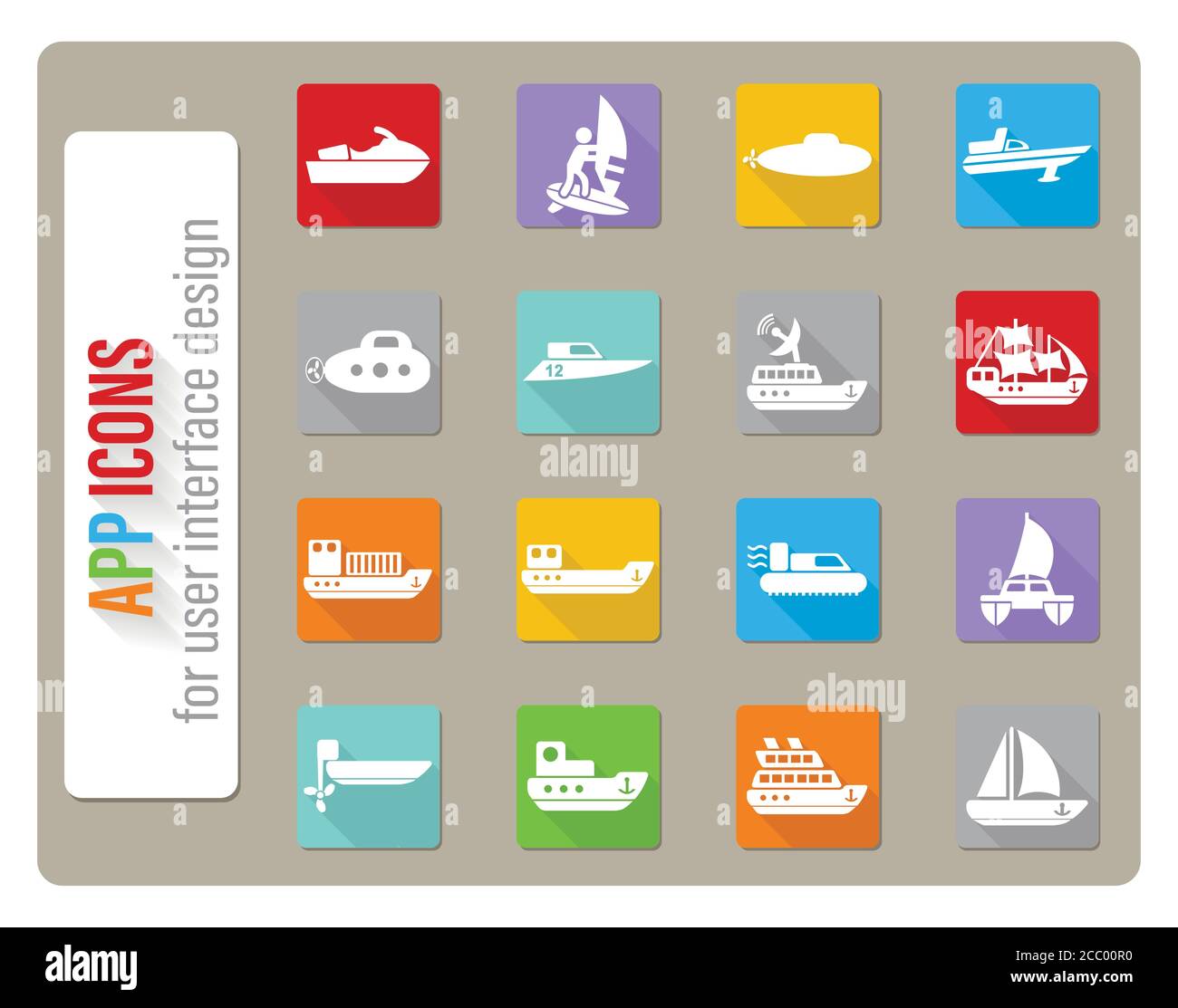 water transport icon set Stock Vector
