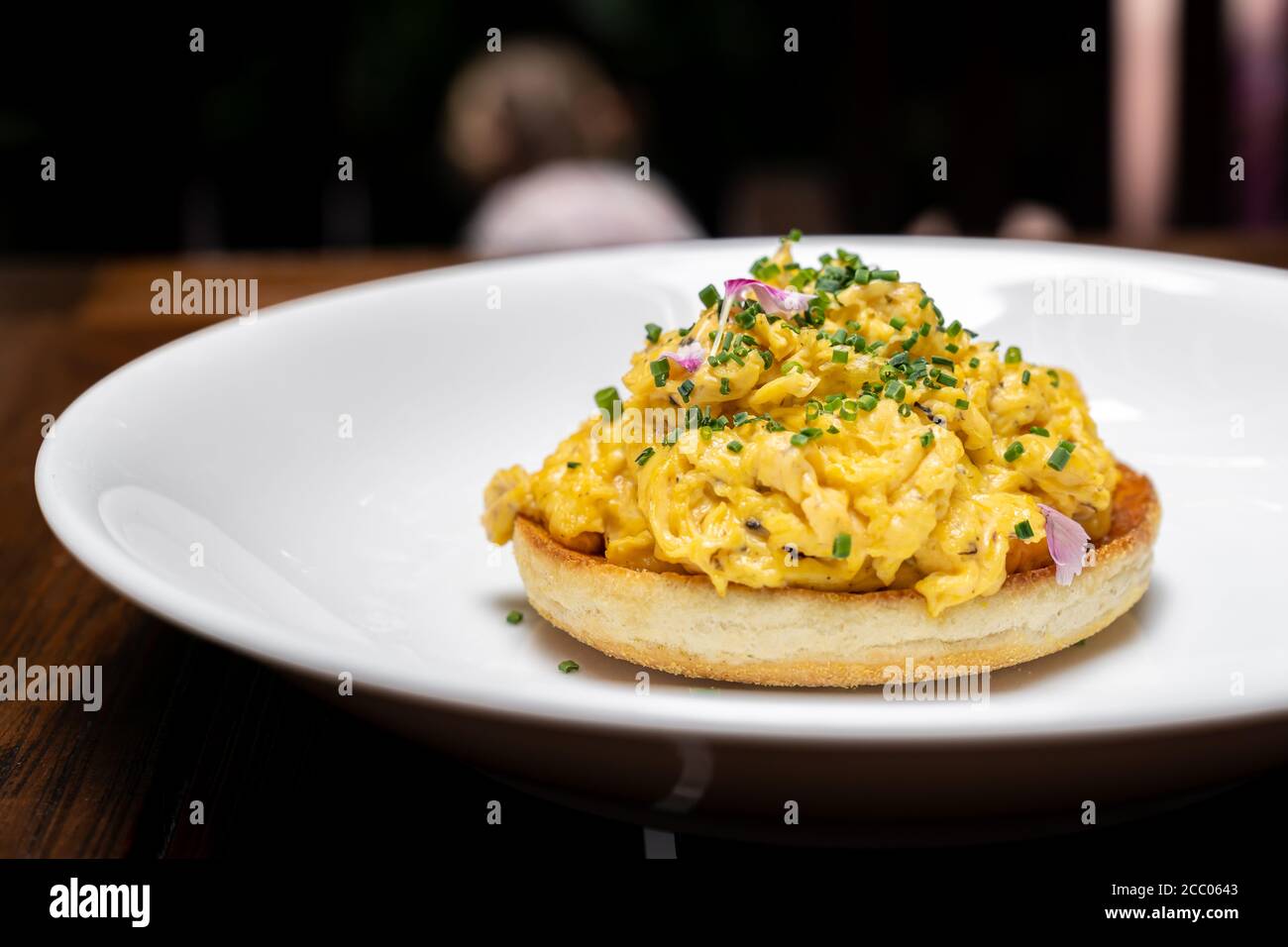 Scramble Egg with Truffle mushroom oil, international gourmet cuisine