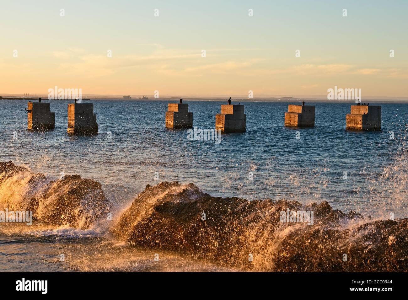 The concrete pillars at Humewood beach in Port Elizabeth, South Africa