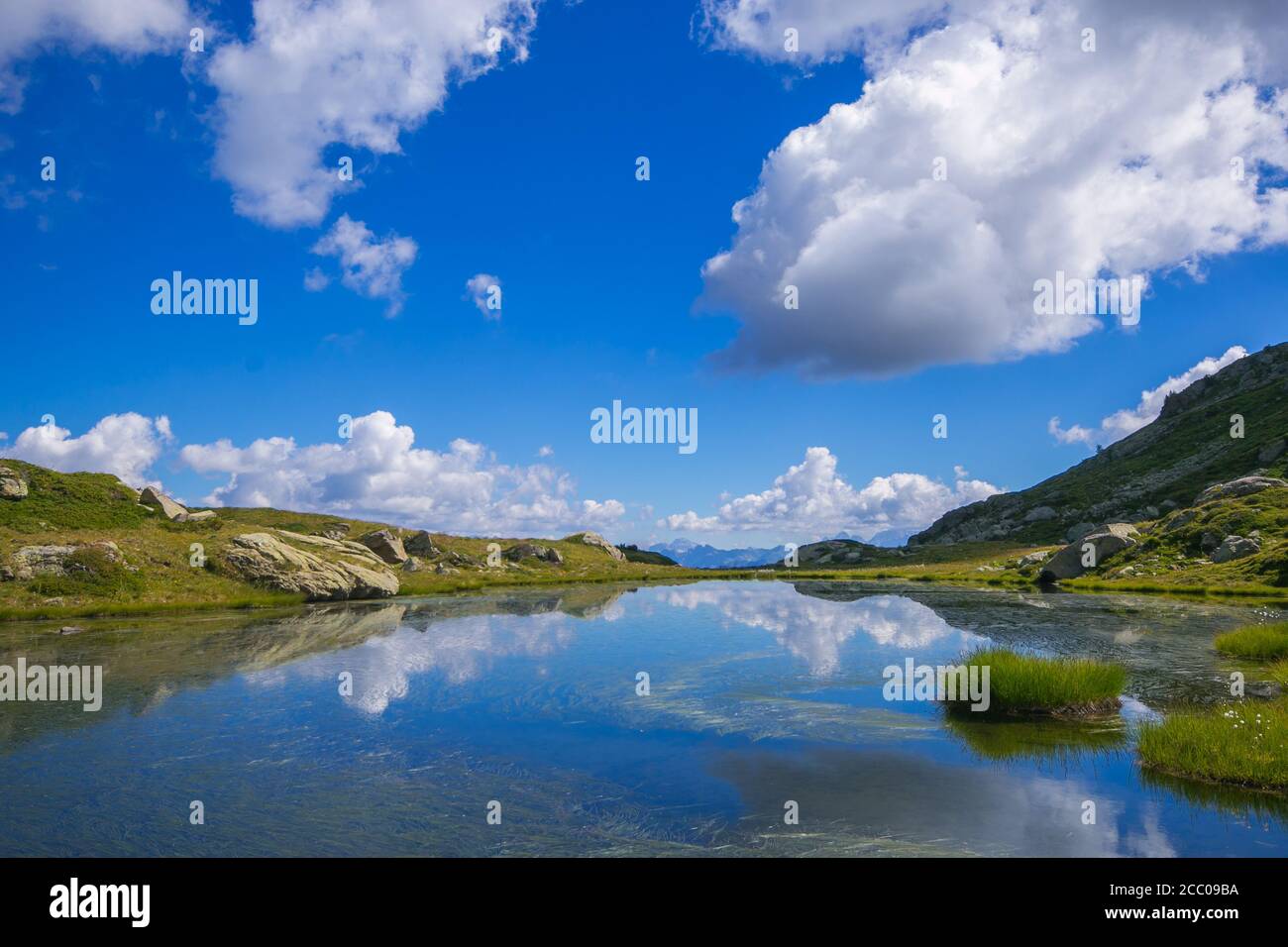 Summer view of Bombasel lakes in Cermis alps, Trentino, Italy Stock Photo