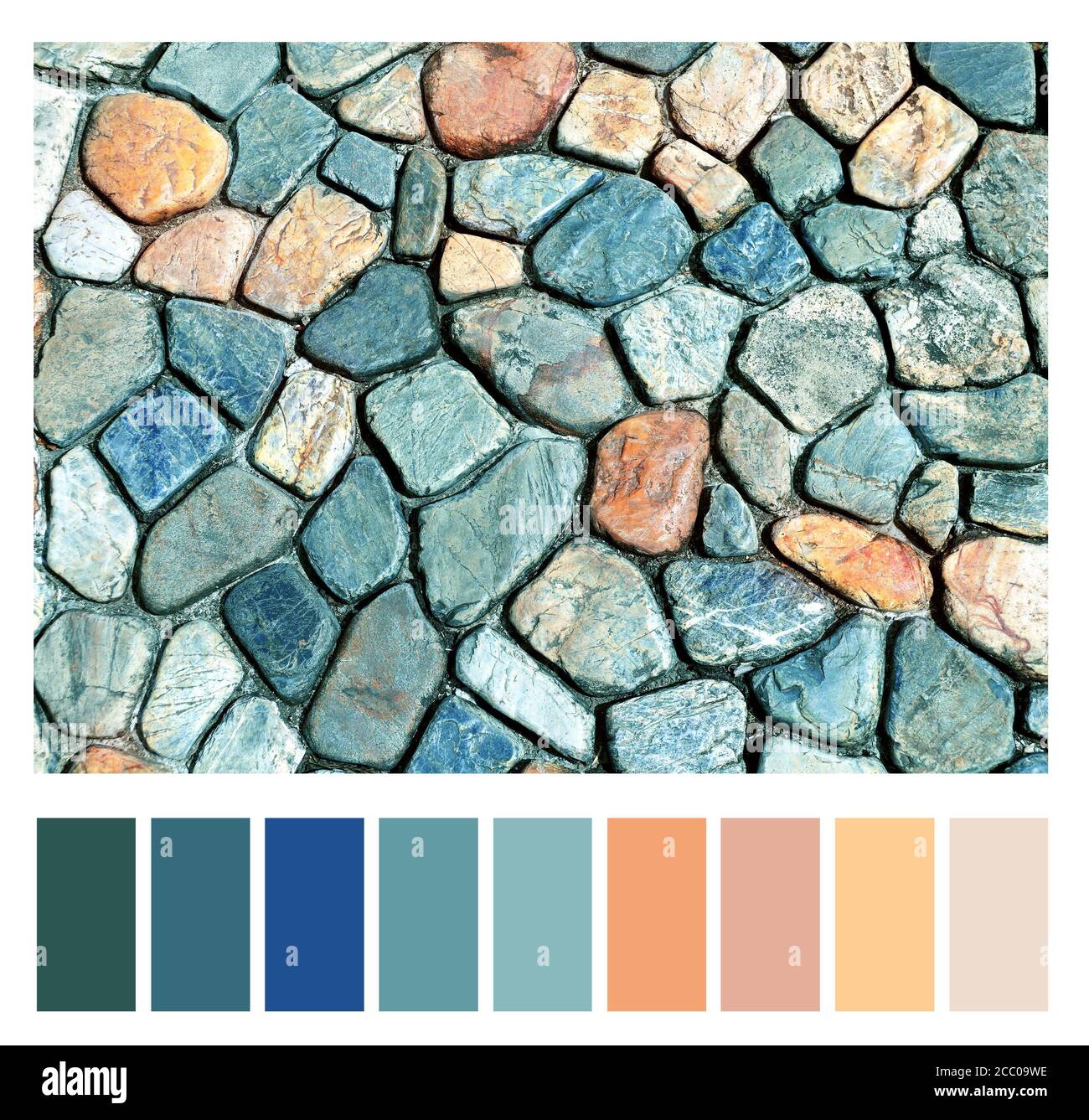 Color matching palette with complimentary colour swatches. Texture 