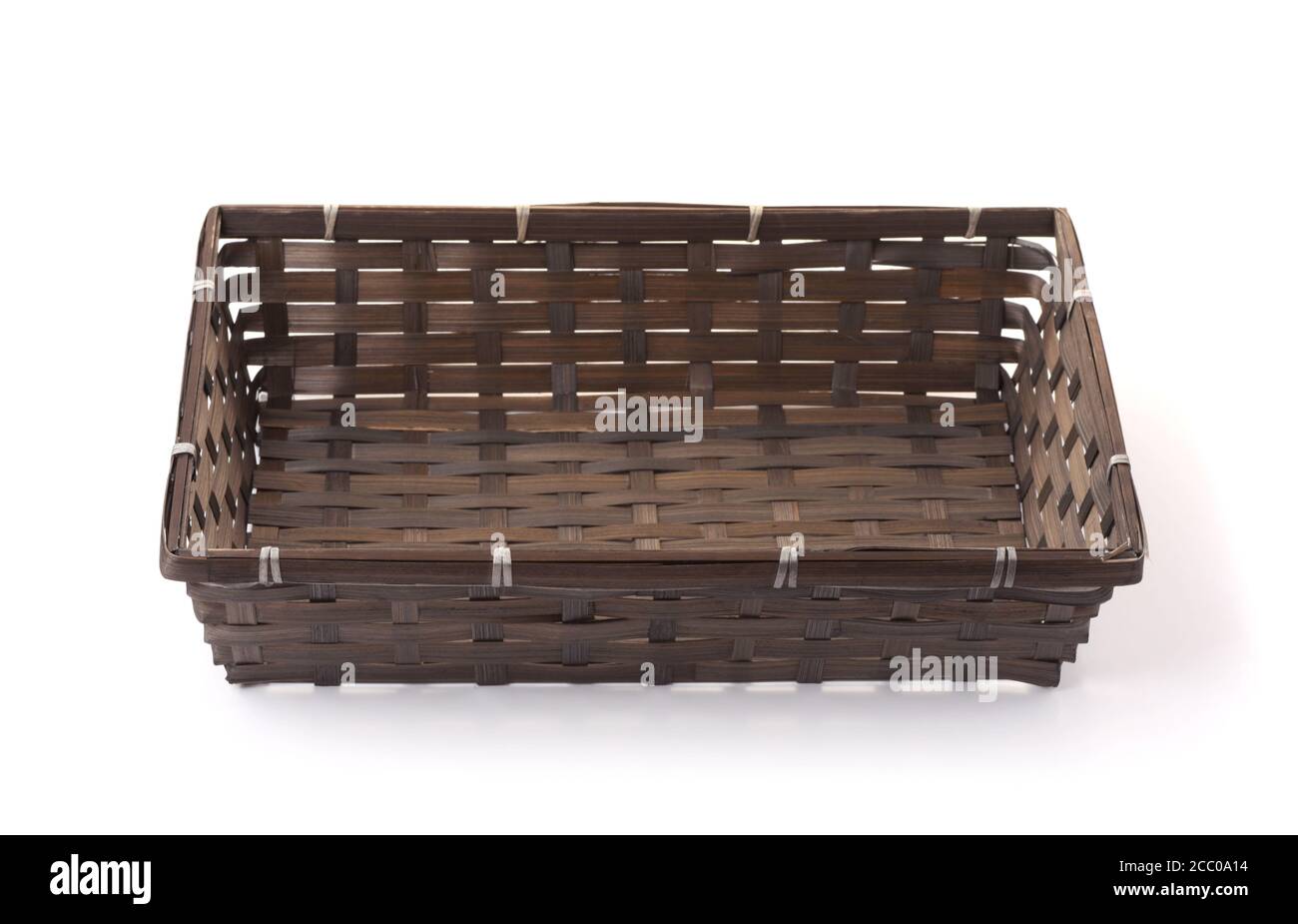 empty wicker basket tray with dividers isolated on white Stock Photo - Alamy