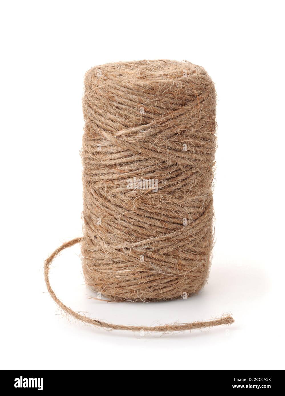 Skein of natural jute twine isolated on white Stock Photo