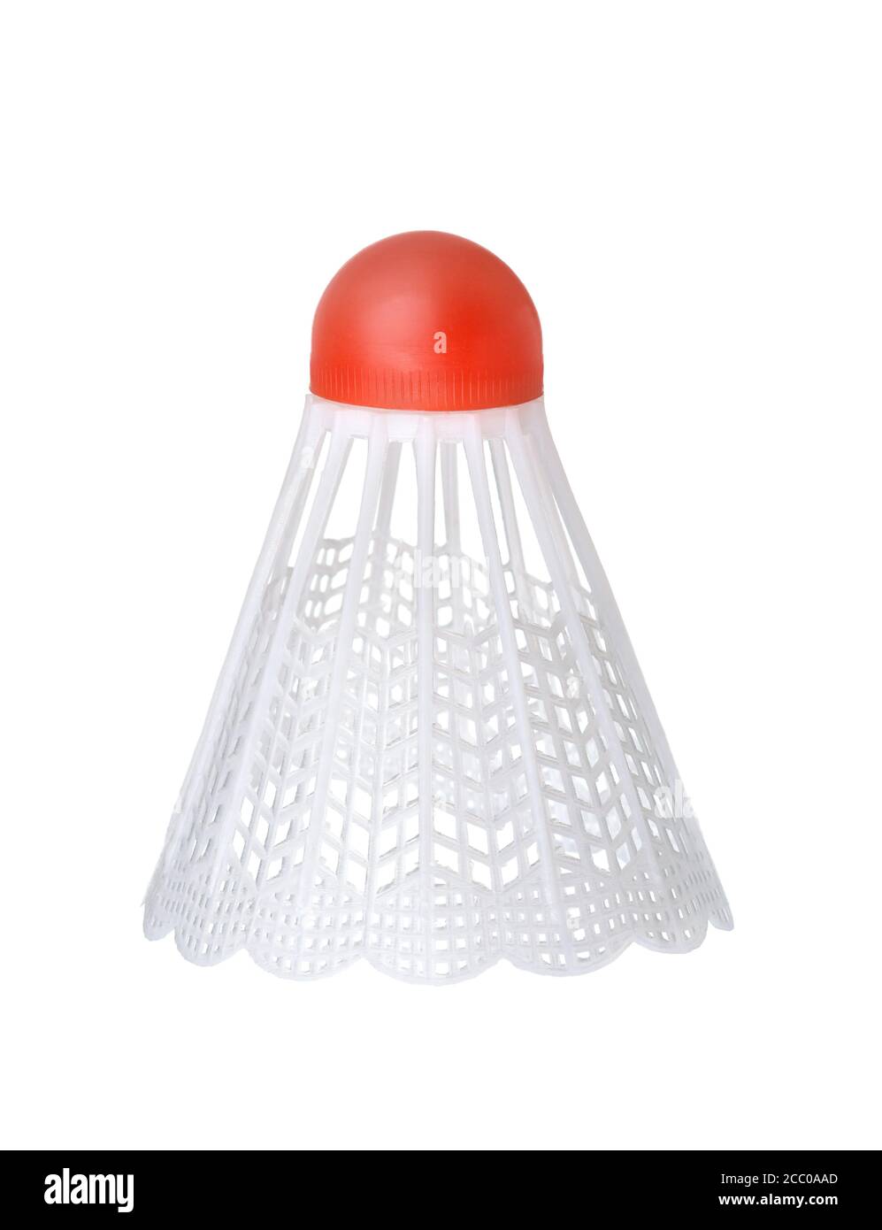 White plastic badminton shuttlecock isolated on white Stock Photo Alamy