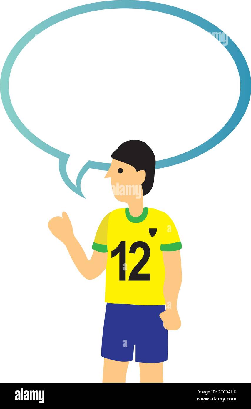 Soccer player with an empty speech bubble. Vector illustration. Stock Vector