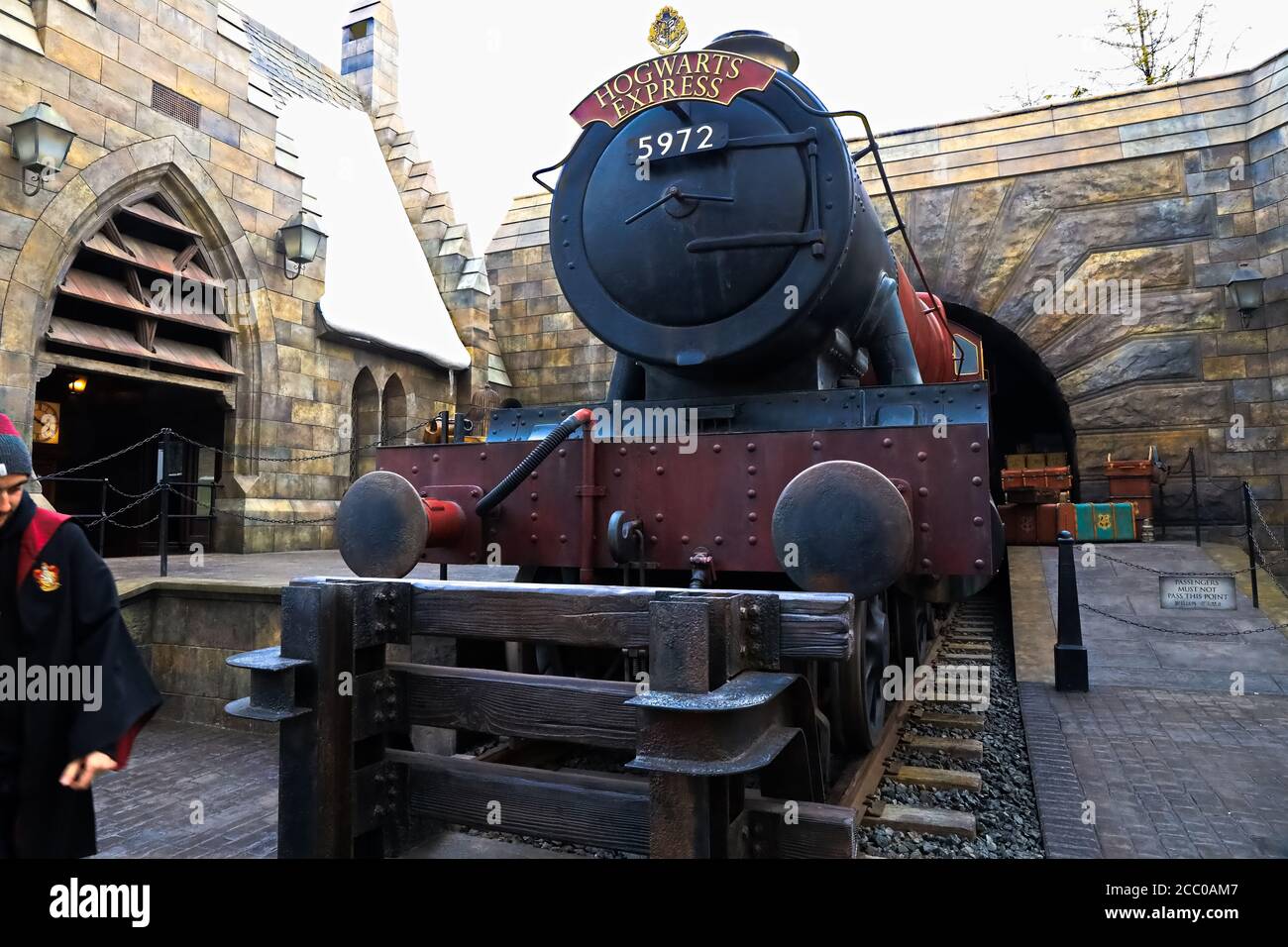 The hogwarts express train at the Wizarding World of Harry Potter in Universal Studios Japan, a theme park in Osaka, Japan Stock Photo