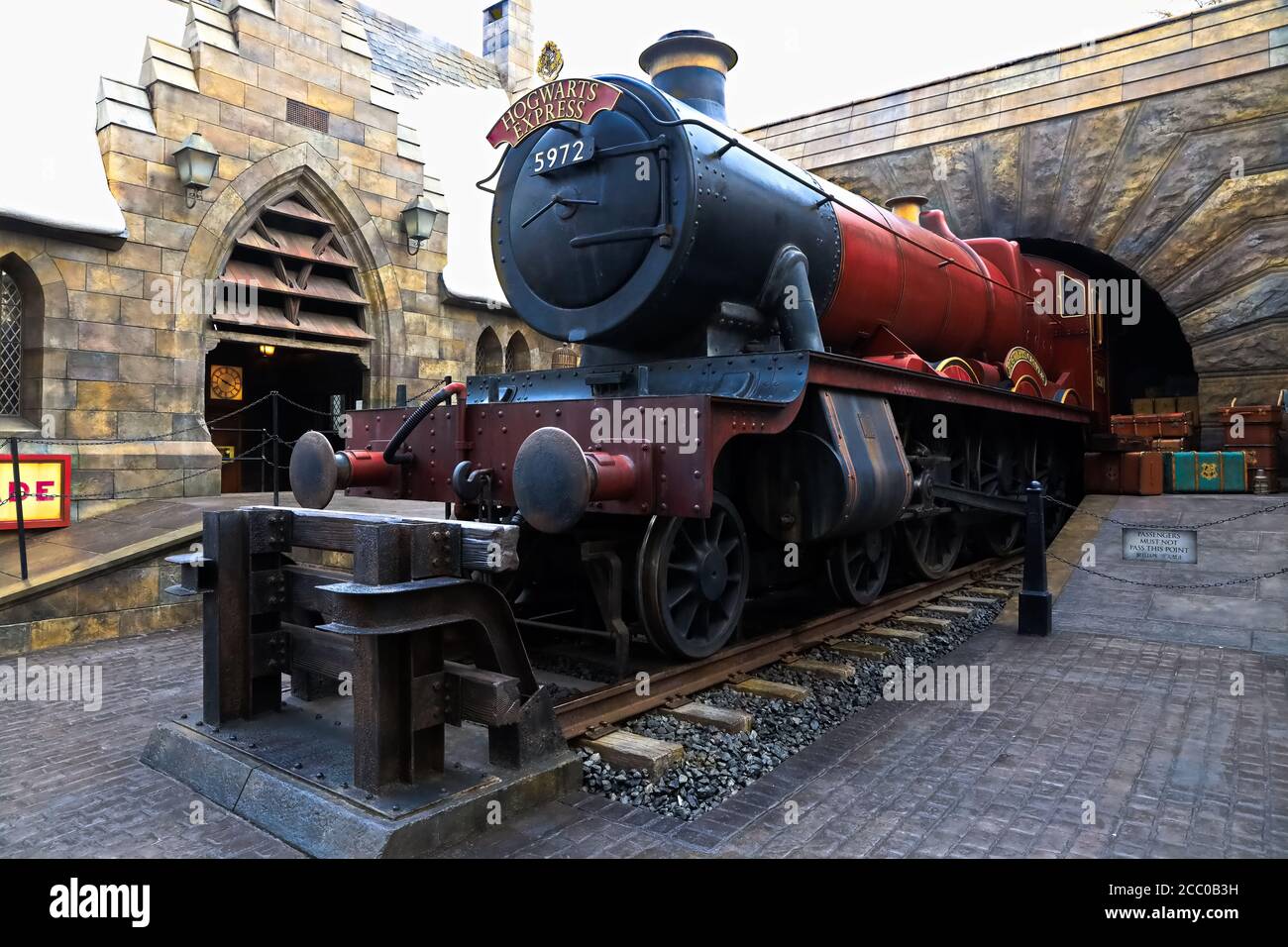 The hogwarts express train at the Wizarding World of Harry Potter in Universal Studios Japan, a theme park in Osaka, Japan Stock Photo
