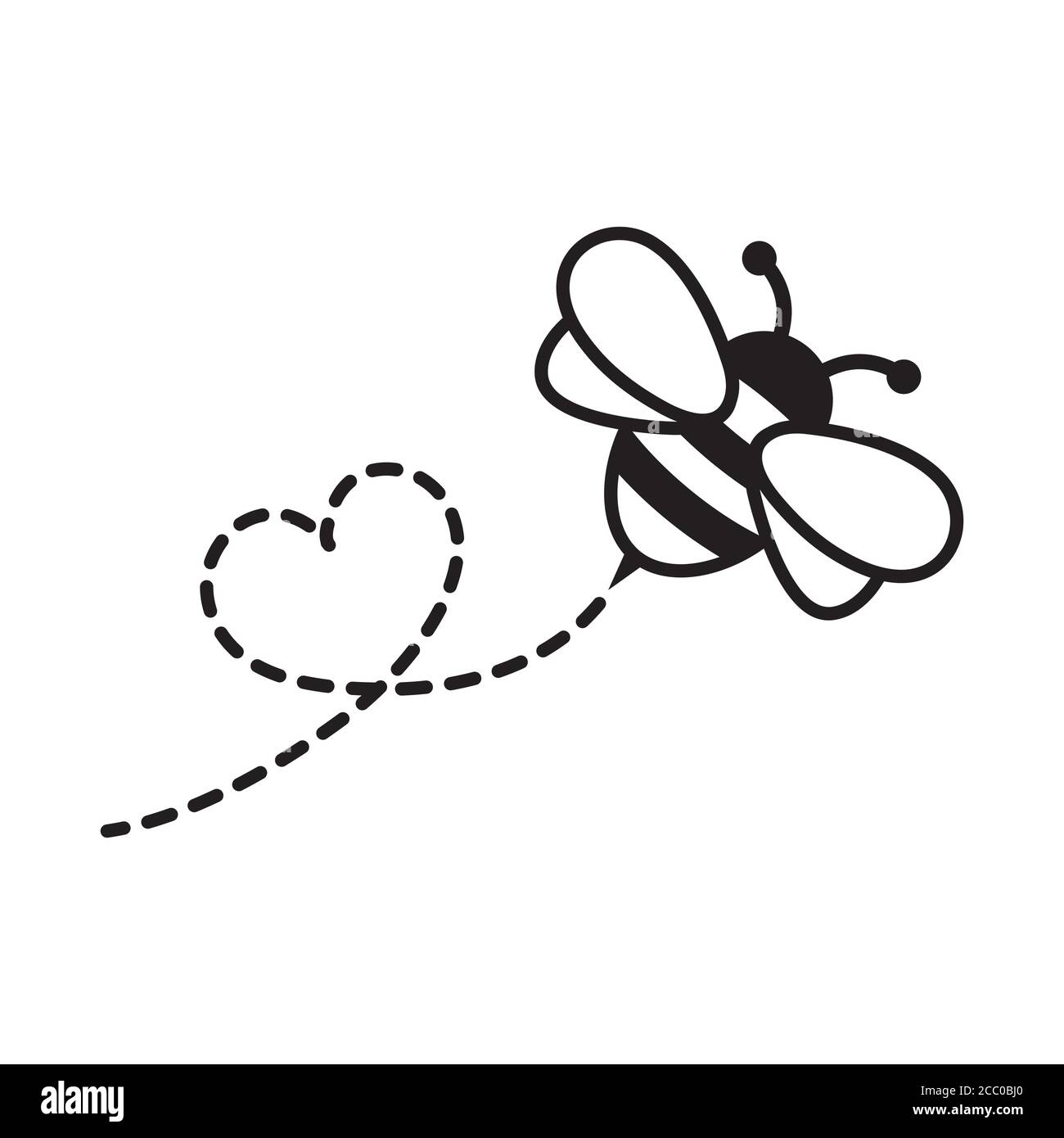 Cartoon Bee Flying on a Heart Shaped Dotted Route Stock Vector Image & Art  - Alamy