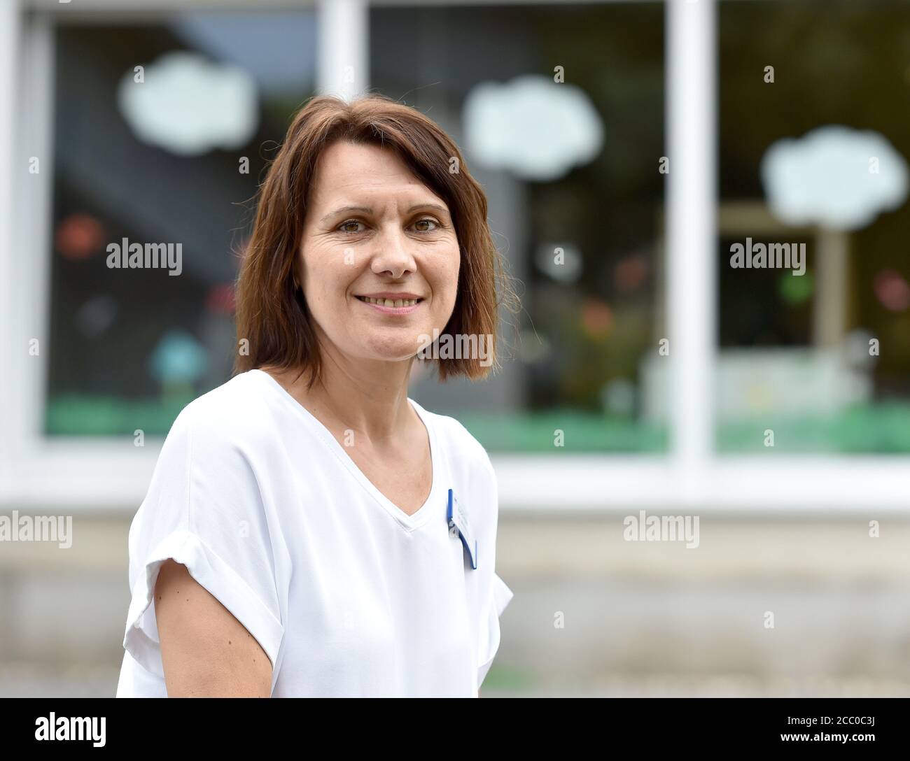 Bochum, Germany. 17th Aug, 2020. Nancy Westermeyer, head of facilities at a municipal daycare center, is looking forward to the regular operation. Kitas in North Rhine-Westphalia are returning to regular operation. Children will be cared for on a regular basis, there will be less strict rules for illnesses, and group separations will be abolished. Credit: Caroline Seidel/dpa/Alamy Live News Stock Photo