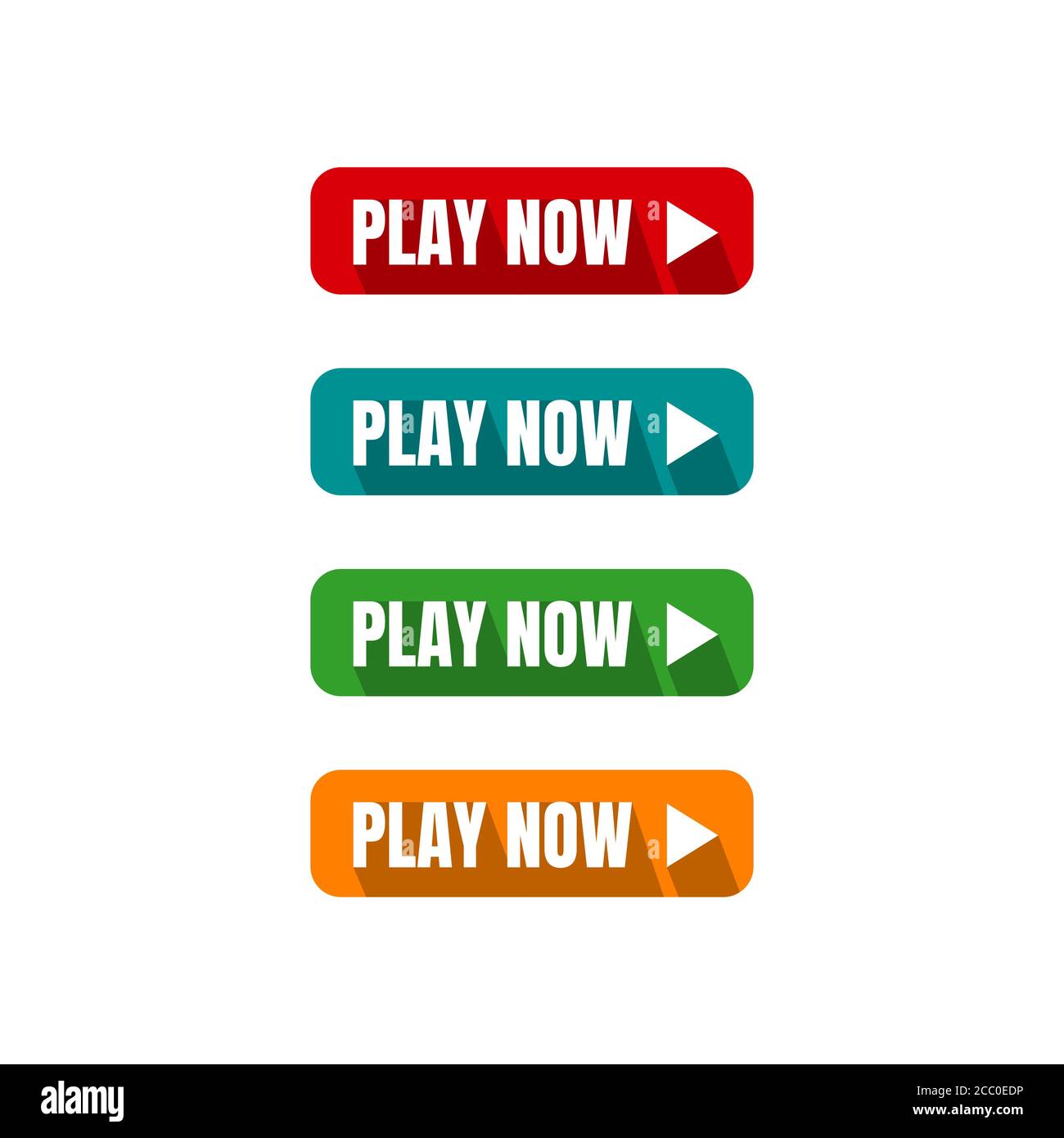 play now button four colored editable call to action buttons vector illustrations Stock Vector