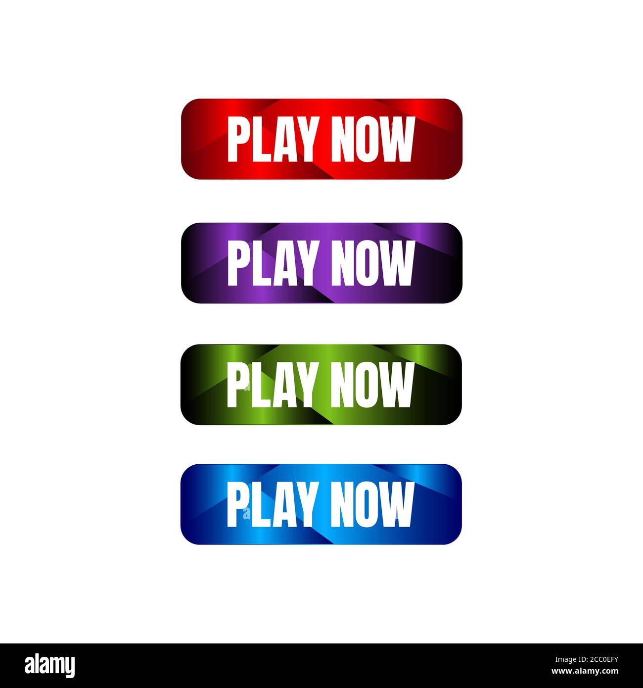 play now button four colored editable call to action buttons vector illustrations Stock Vector