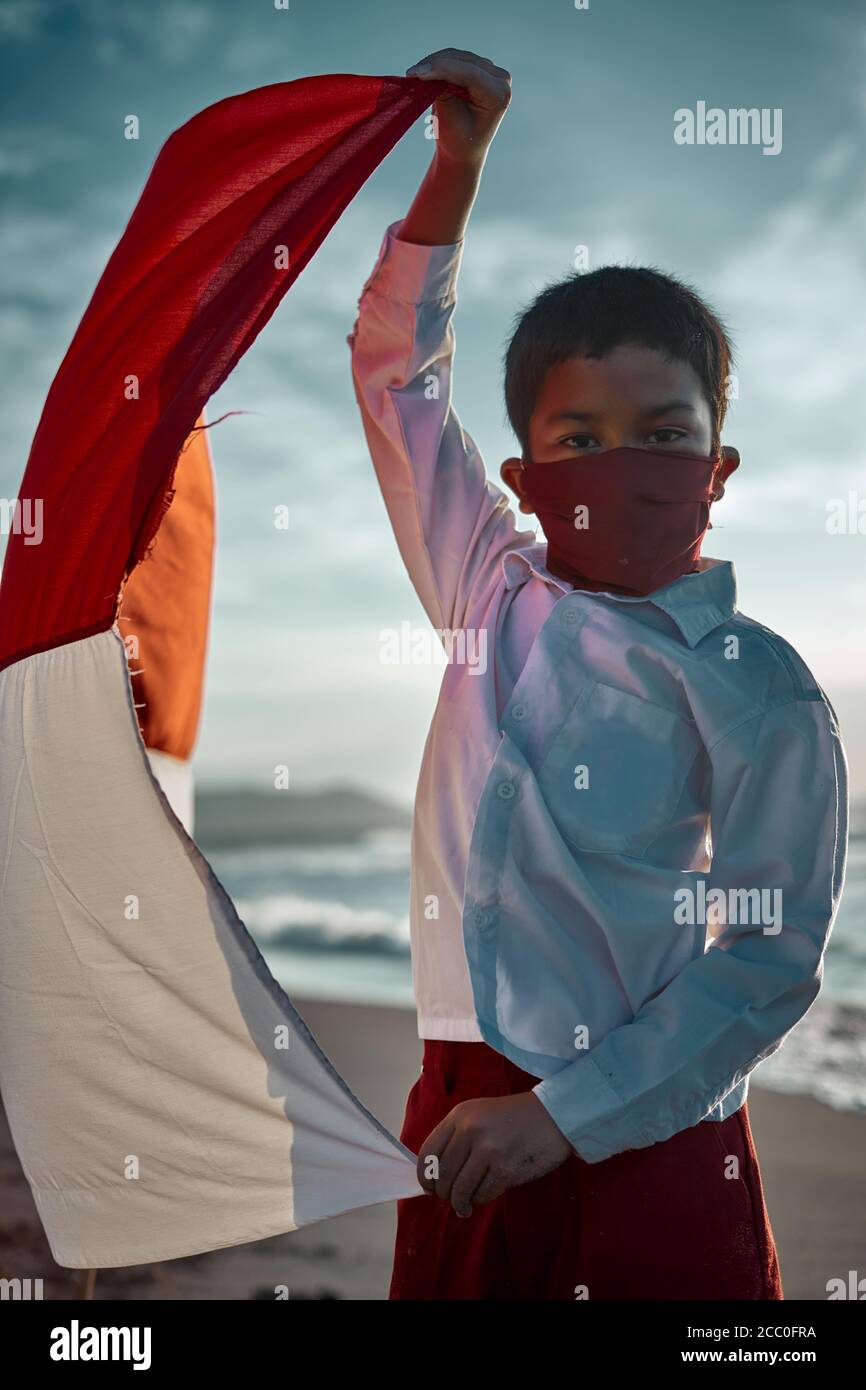 Boy waving indian flag hi-res stock photography and images - Alamy