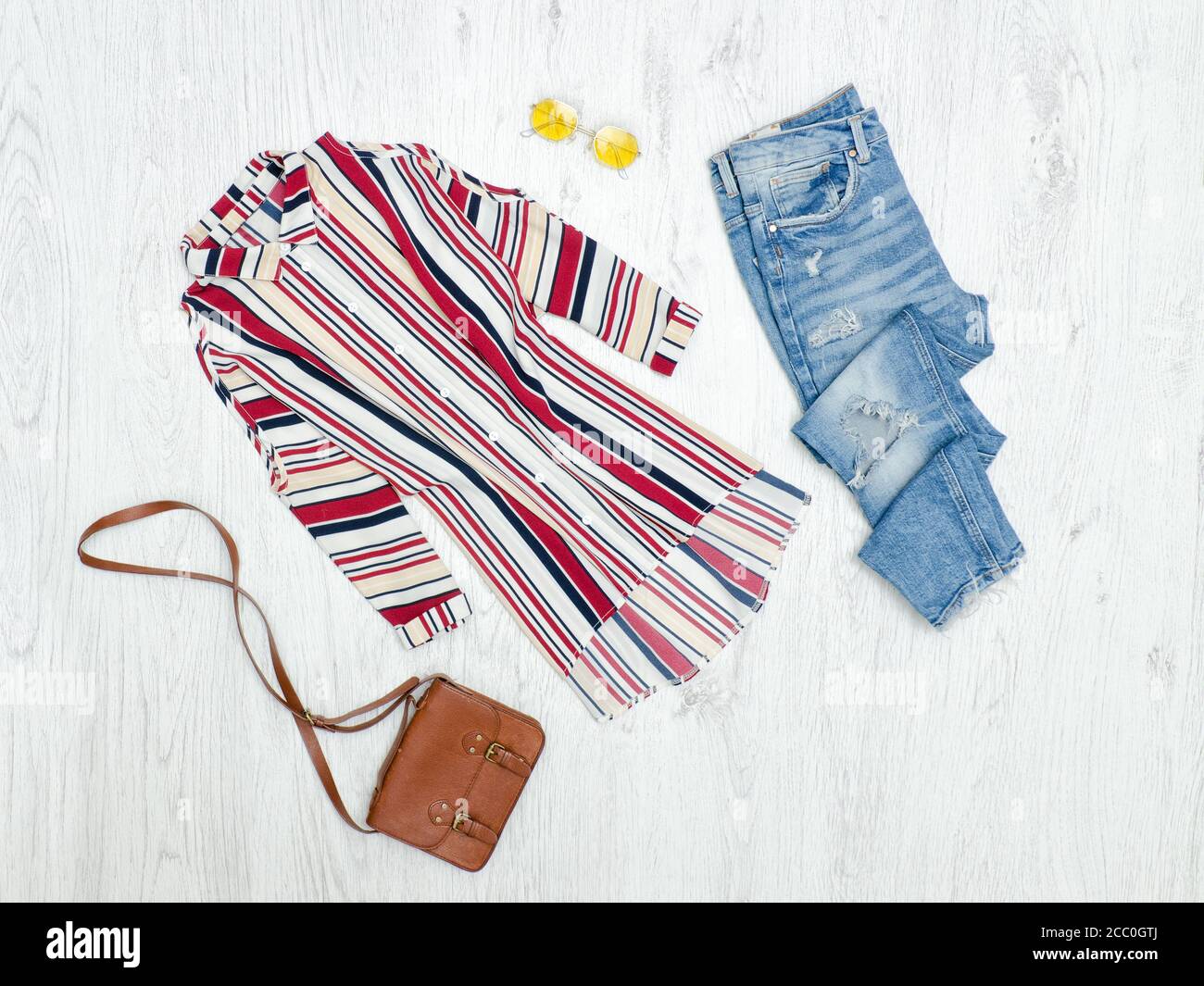 coloured striped jeans