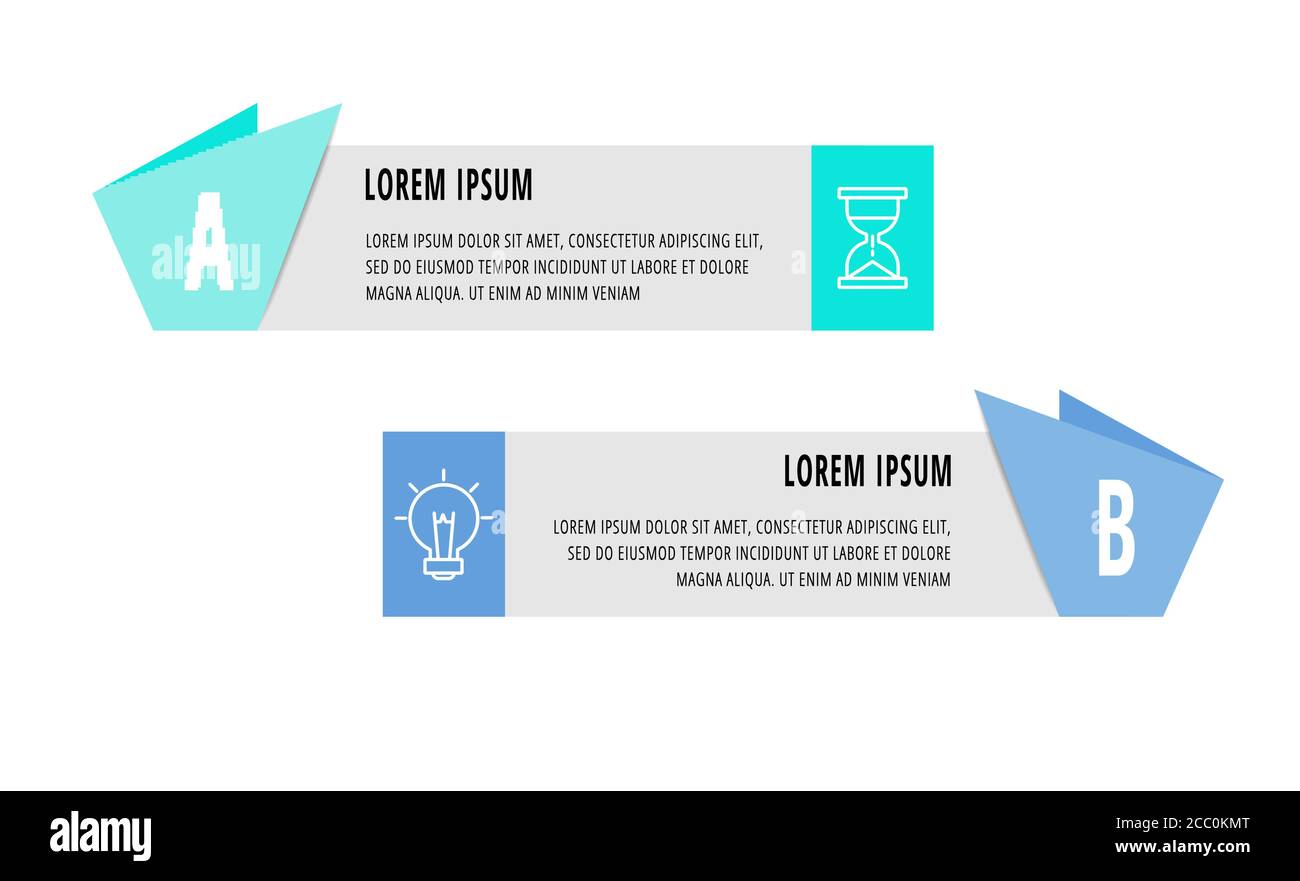 Vector infographics with 2 steps, labels. Used for diagram, business ...