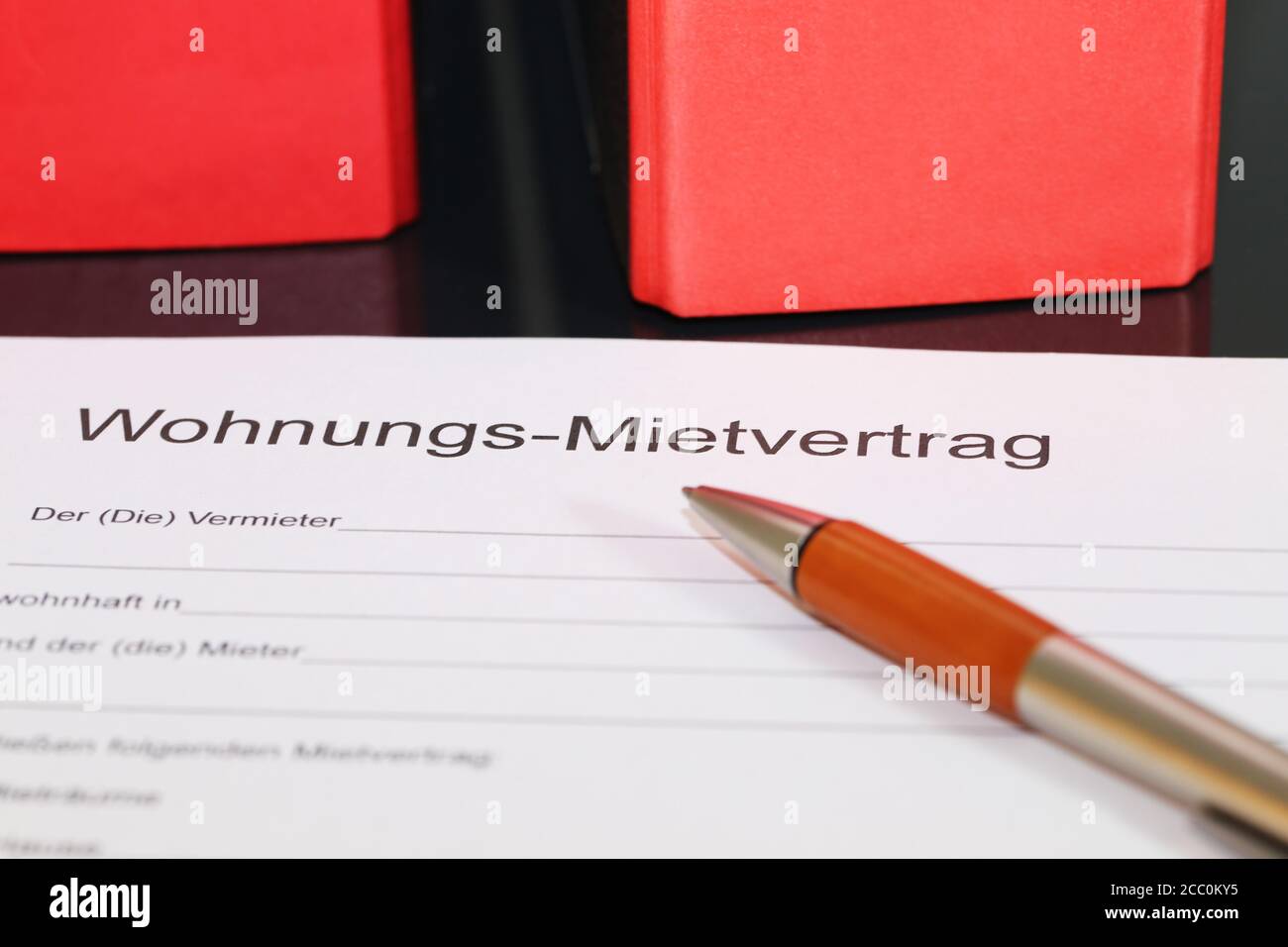 Blank form of a rental contract for an apartment in german letters Stock Photo