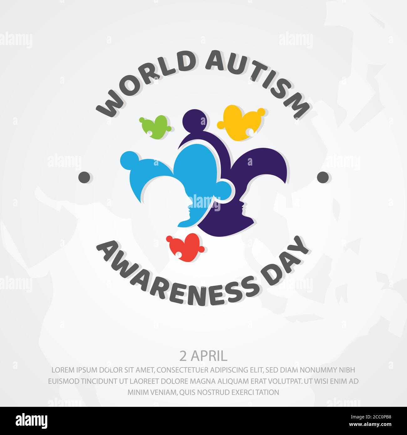 Colorful design World Autism Awareness Day with puzzle graphic. World Autism  Awareness Day for banner, greeting card, poster or background design elem  Stock Vector Image & Art - Alamy
