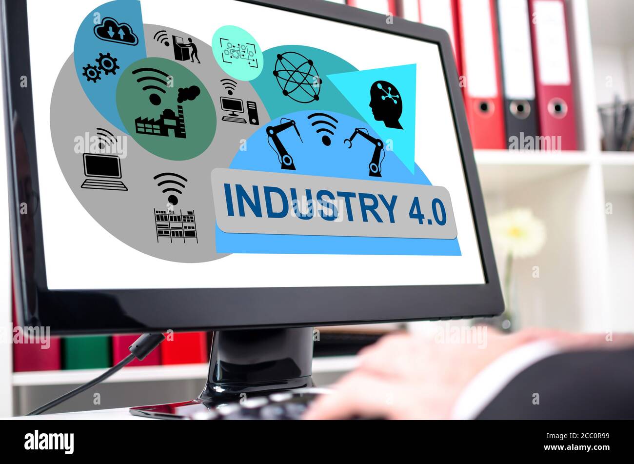 Industry 4.0 concept shown on a computer screen Stock Photo