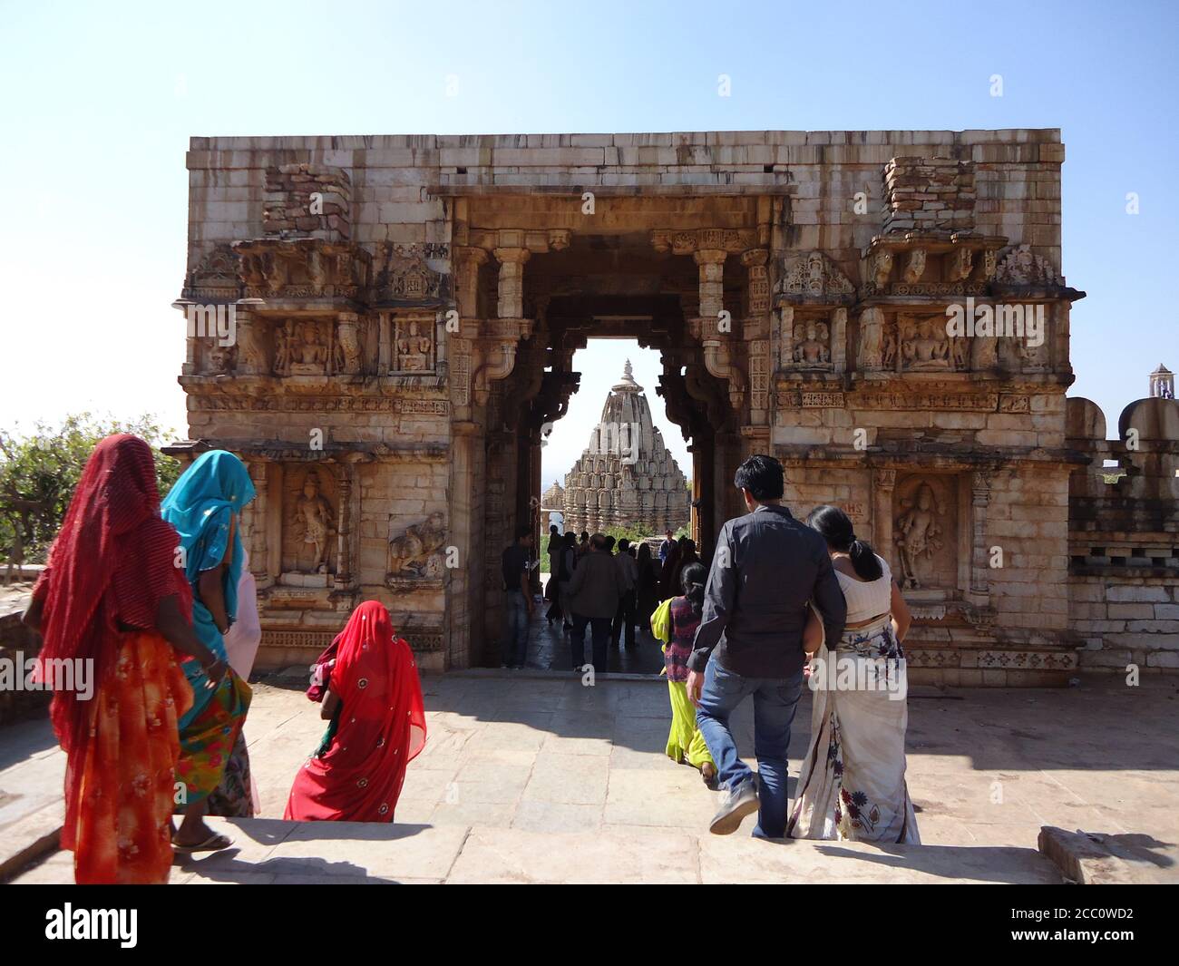 people visitng at The Bhagwan Parshvanath Temple of chittorgarh fort Stock Photo