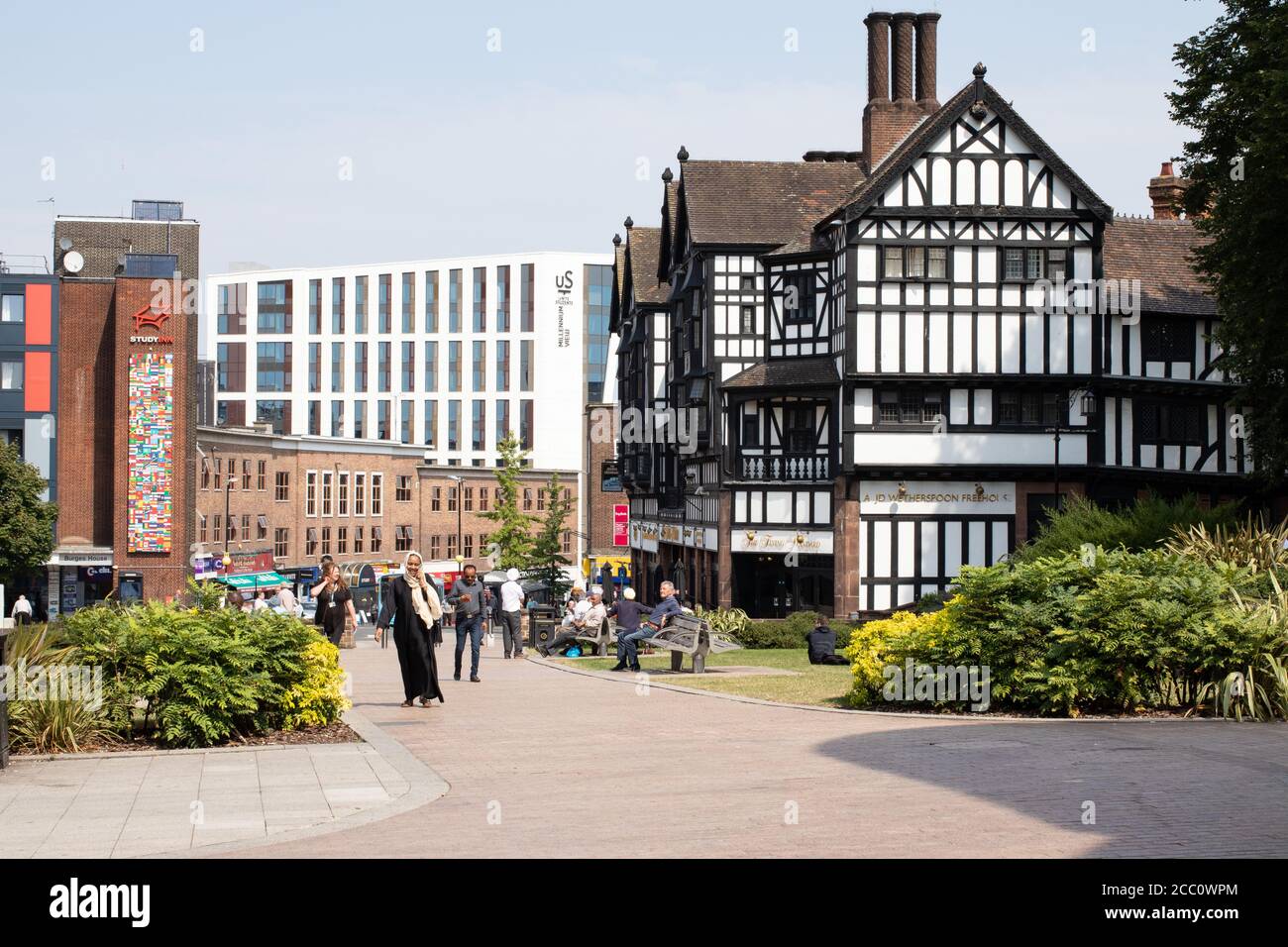 The busy shopping area of Trinity Street near the Broadgate central area of Coventry. The area is being prepared ready for the City becoming City of culture 2021 Stock Photo