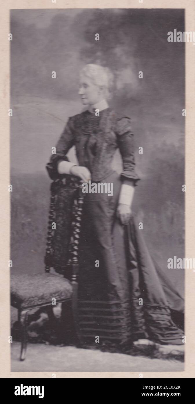 Vintage black and white photo of elegant older lady 1900s?  Victorian? Stock Photo