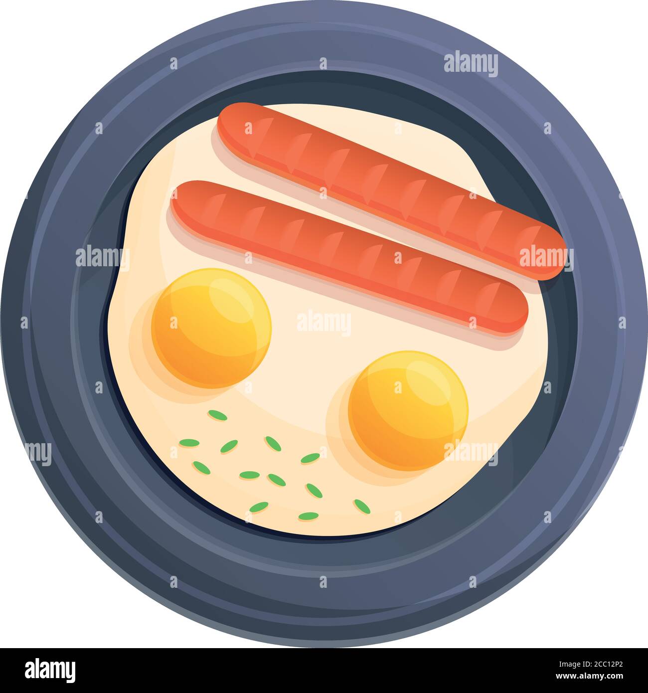 Fried morning eggs icon. Cartoon of fried morning eggs vector icon for web design isolated on white background Stock Vector