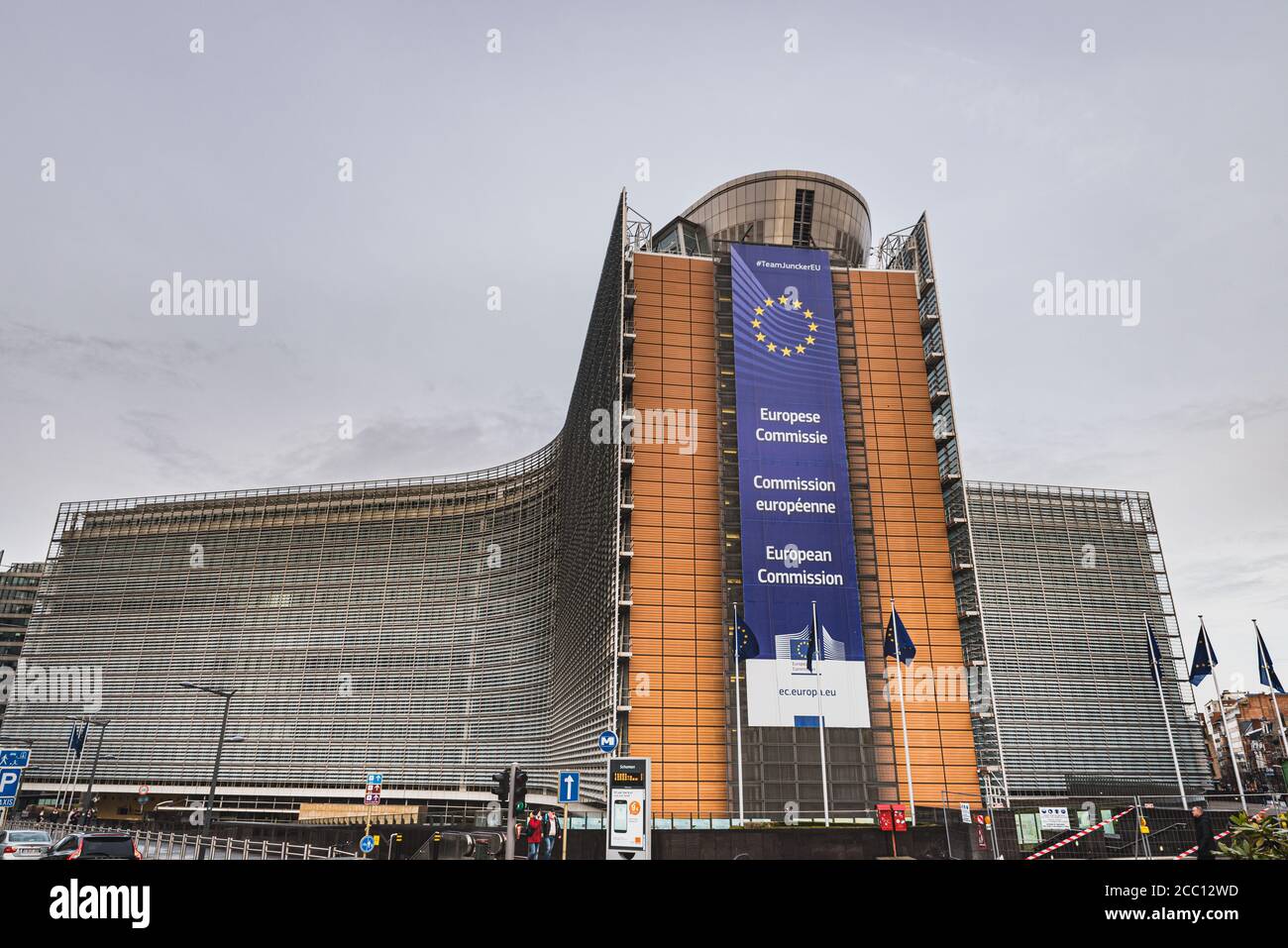 Le Berlaymont building houses the headquarter of the European Commission foreseen by Robert Schuman. European head office in Brussels, Belgium Stock Photo