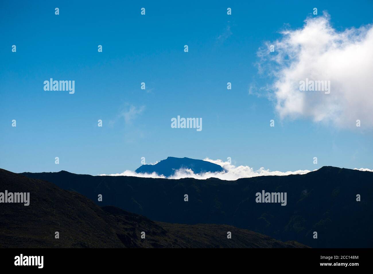 scenery view on Piton des neiges volcano from Piton de la fournaise