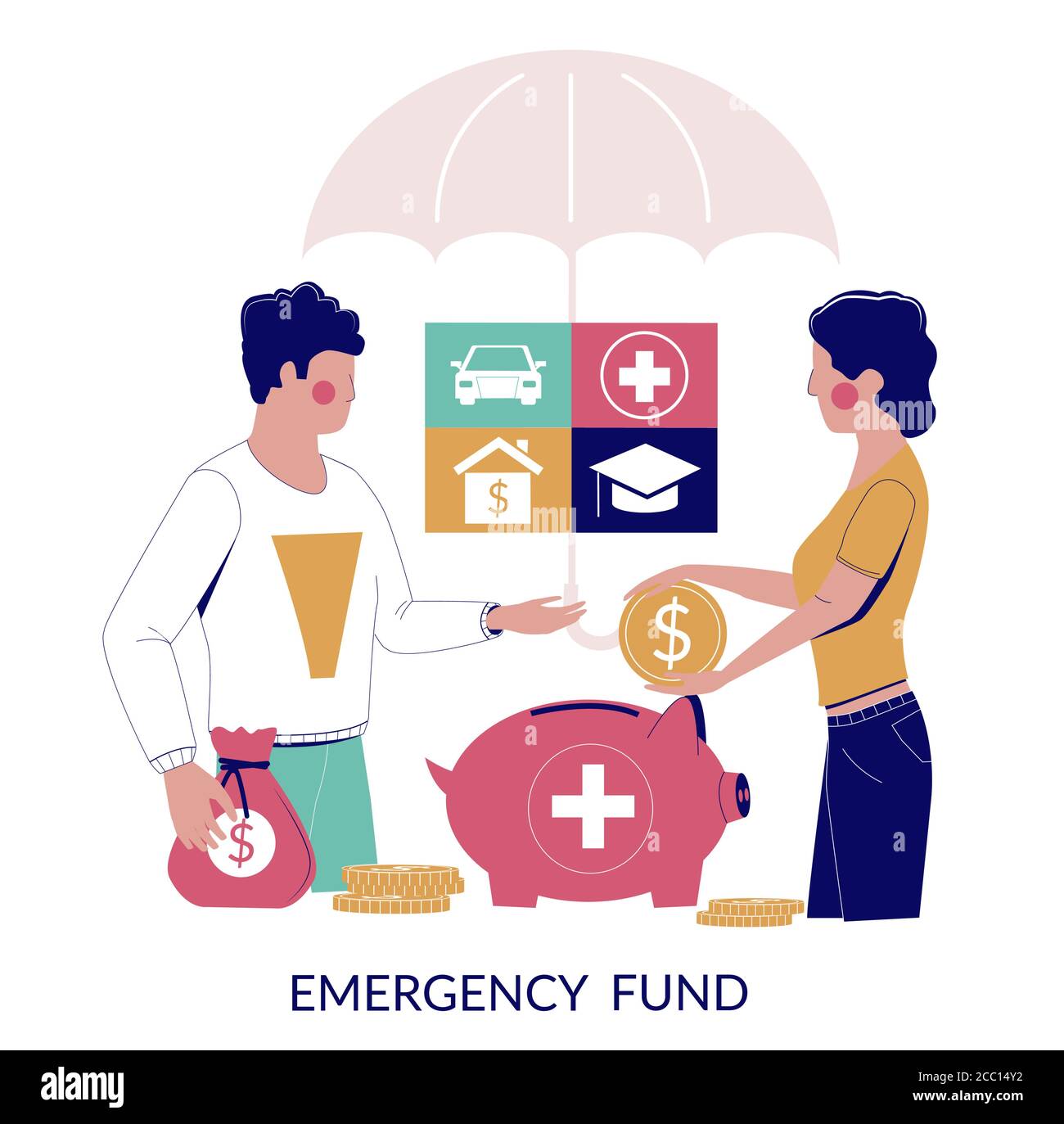 Emergency fund, vector flat style design illustration Stock Vector