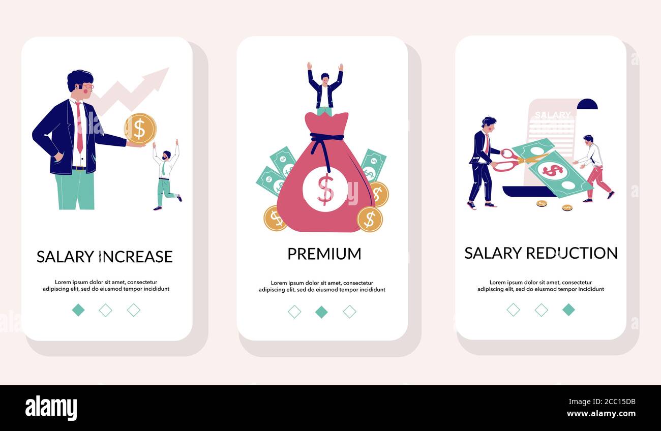 Salary mobile app onboarding screens vector template Stock Vector Image