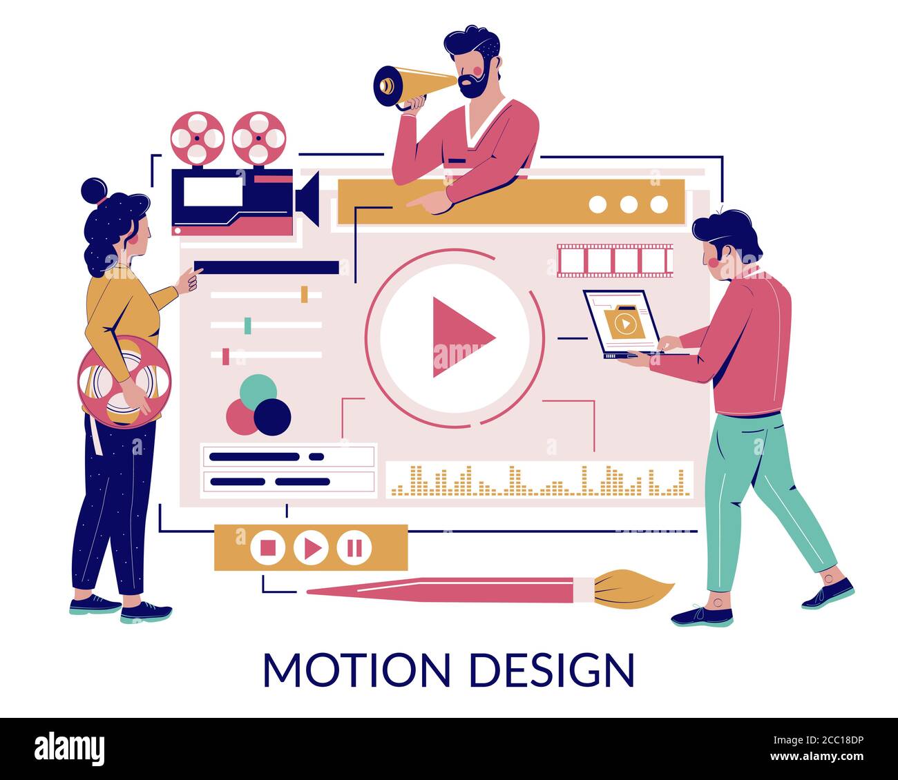 Motion graphic studio vector concept for web banner website page Stock