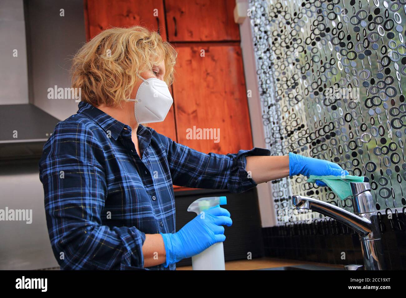Daily life and cleaning during the Coronavirus epidemic Stock Photo