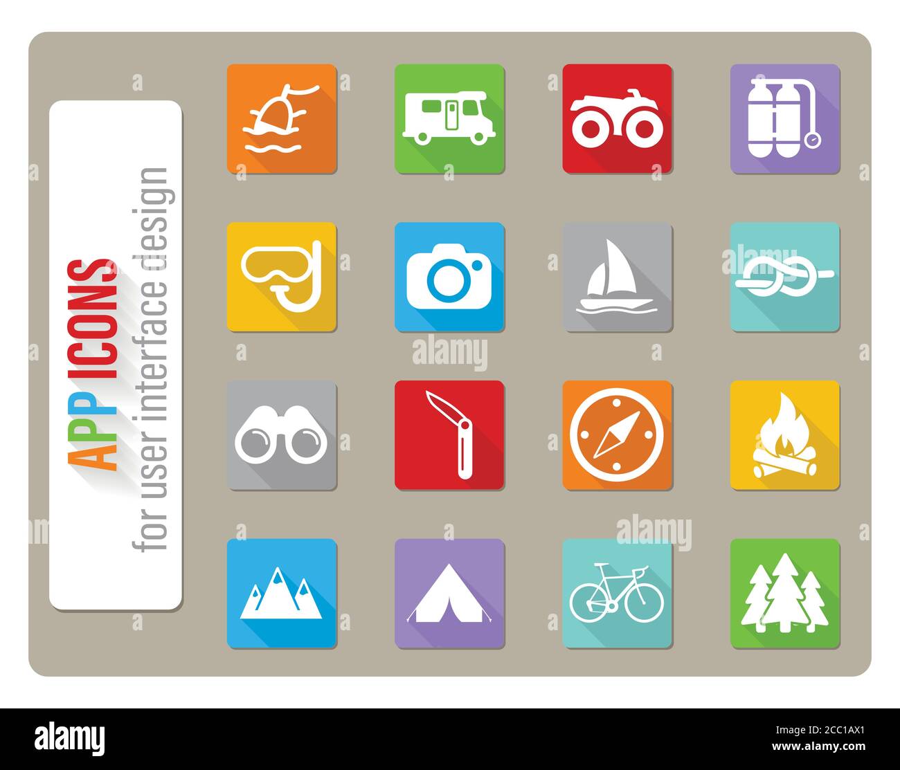 Active recreation icon set Stock Vector