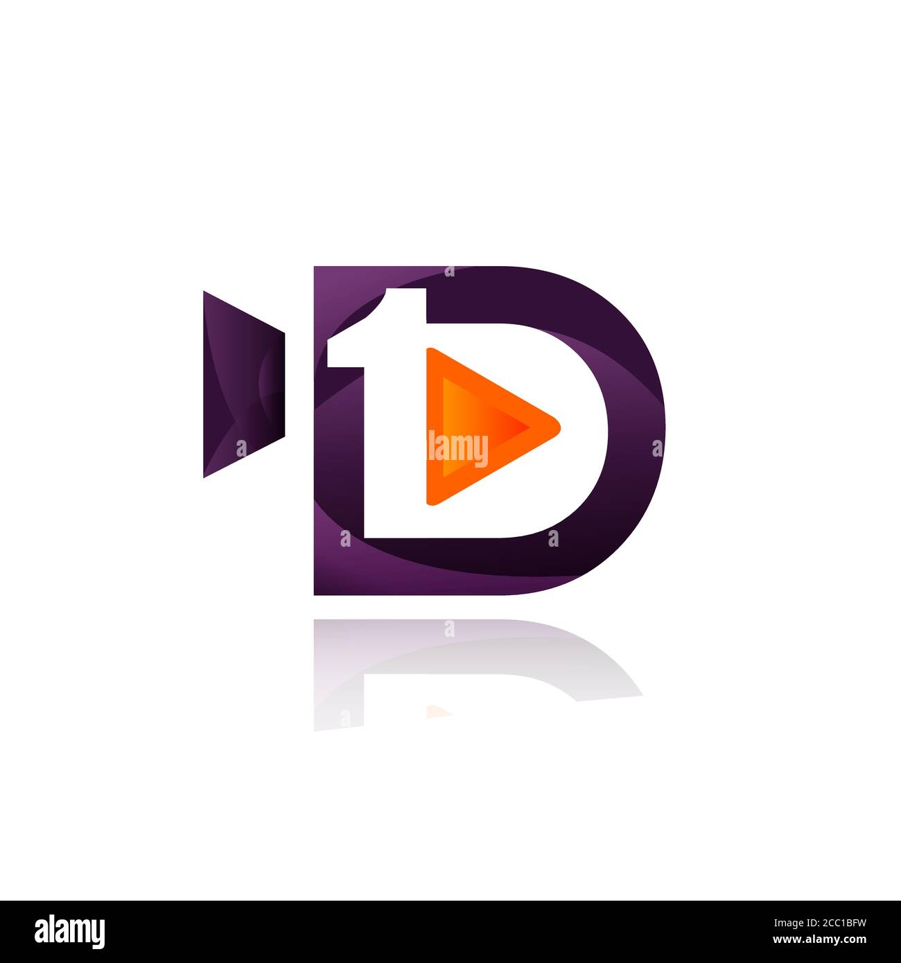 Modern design letter D symbol with play symbol. Technology design ...