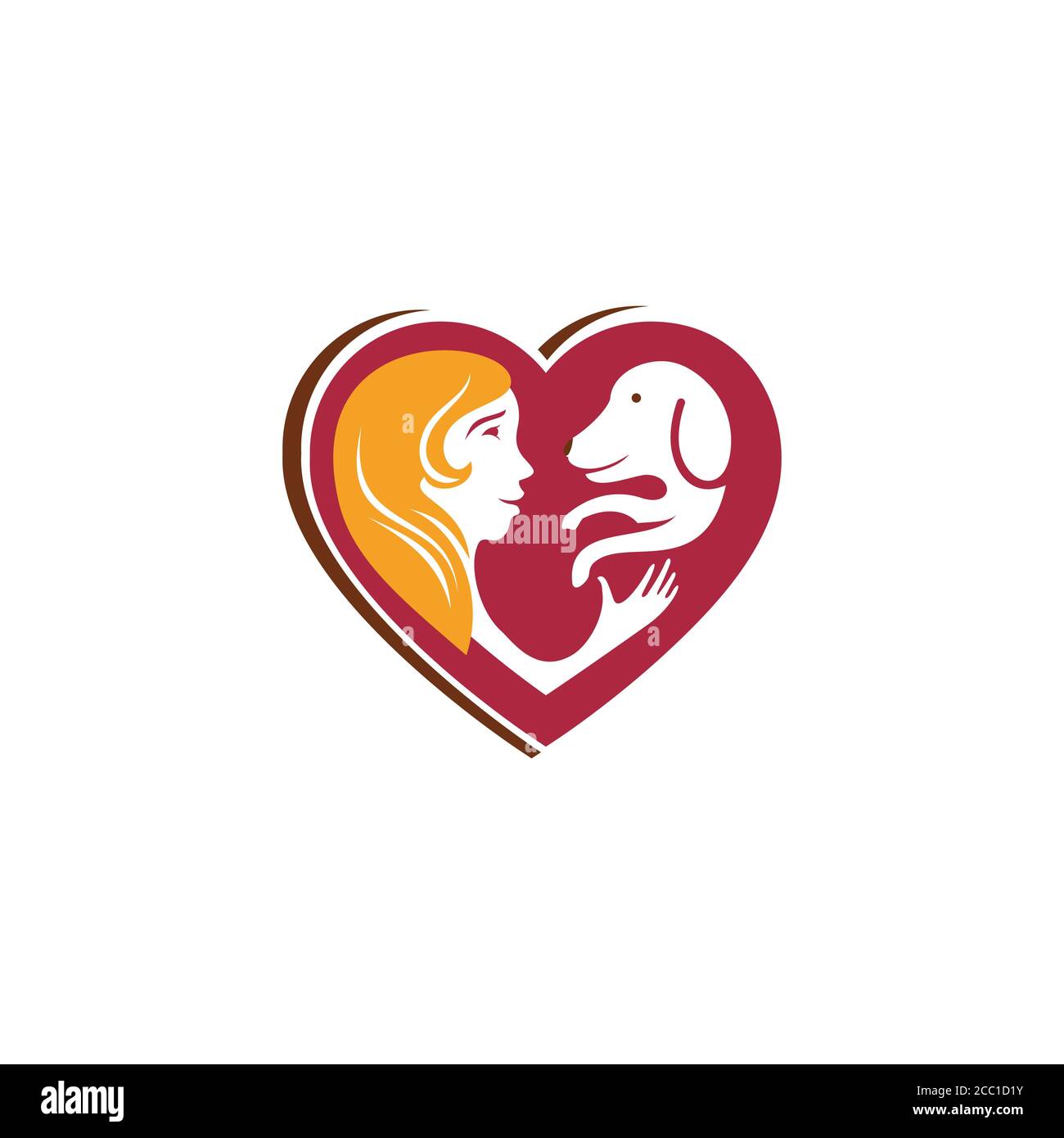 Vector concept design symbol women with dog. Love dog concept design. Vector illustration EPS.8 EPS.10 Stock Vector