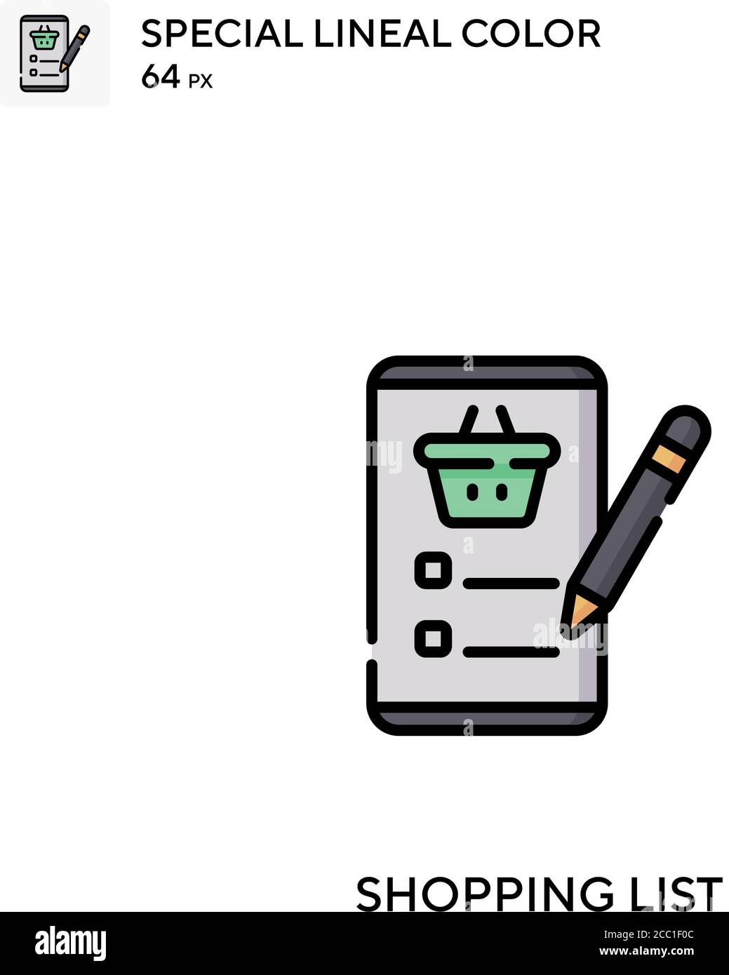 Shopping list Special lineal color vector icon. Shopping list icons for ...