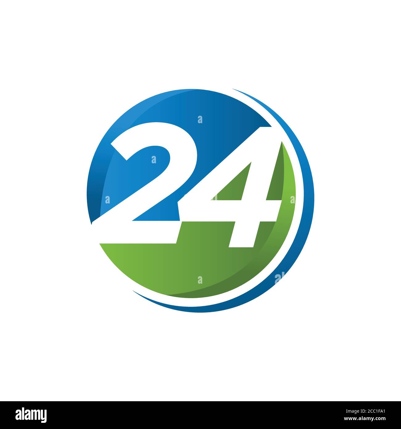 Number 24 inside round vector for element design. All day customer support call center icon and etc. Vector illustration EPS.8 EPS.10 Stock Vector