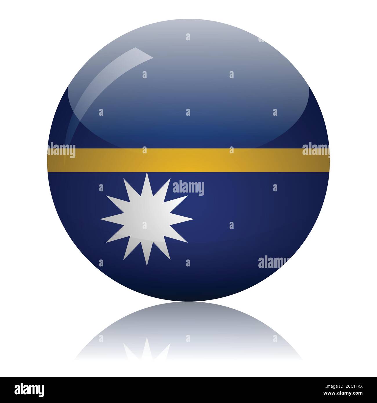 Naurus Flag Glass Ball On Light Mirror Surface Vector Illustration