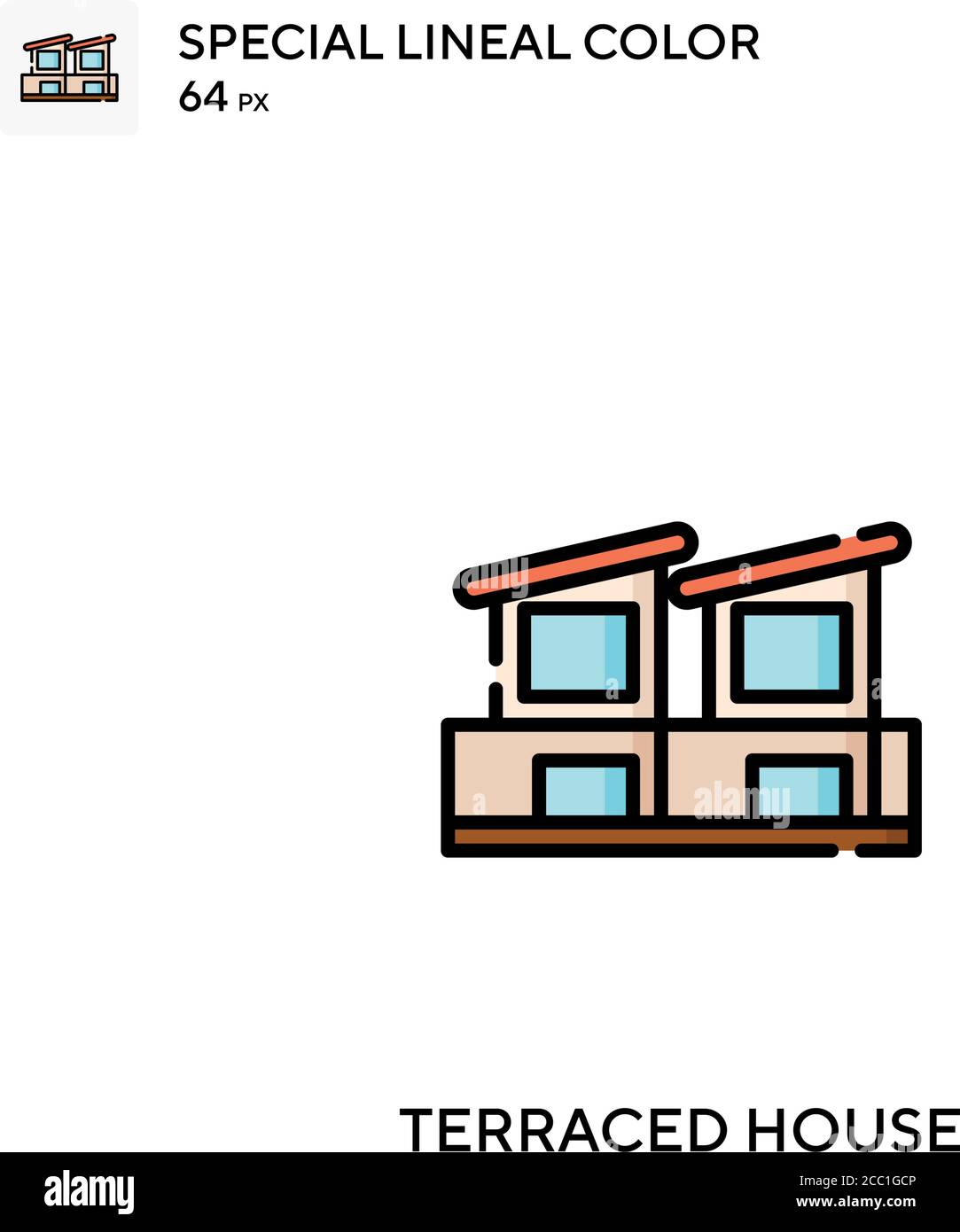 Terraced house Special lineal color vector icon. Terraced house icons for your business project Stock Vector