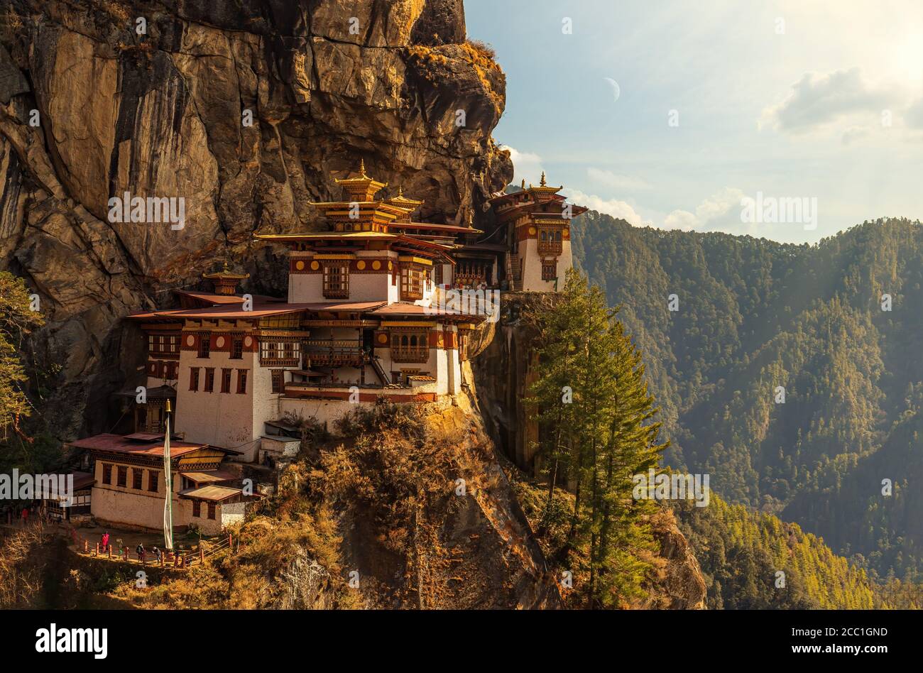 The world famous Tiger's Nest Monastery or Taktshang Goemba in Bhutan Stock Photo