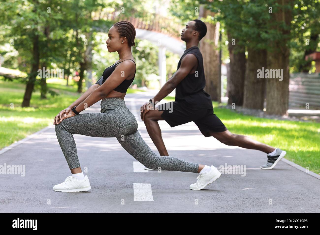 Premium Photo  Black exercise and running couple Outdoor and