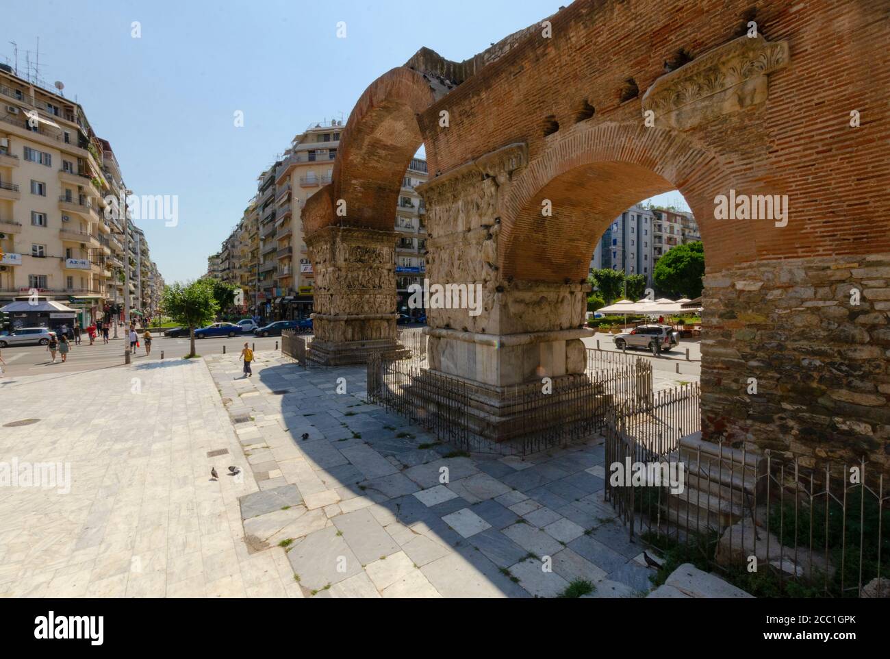 General view of the famous Arch of Galerius Thessaloniki Macedonia Greece. This landmark was formerly an Ottoman fortress and a prison - Photo: Geopix Stock Photo