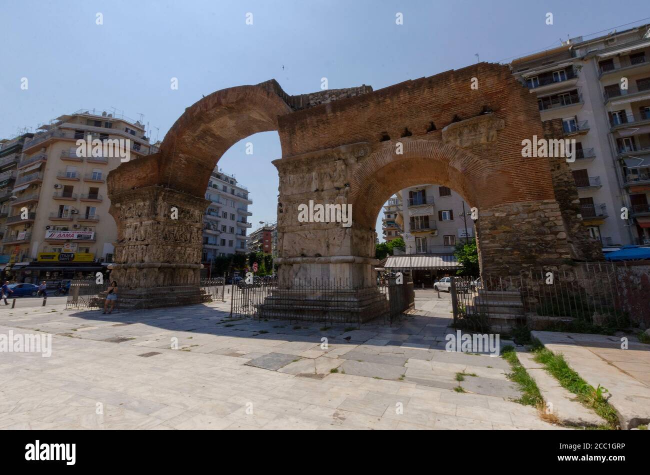 General view of the famous Arch of Galerius Thessaloniki Macedonia Greece. This landmark was formerly an Ottoman fortress and a prison - Photo: Geopix Stock Photo