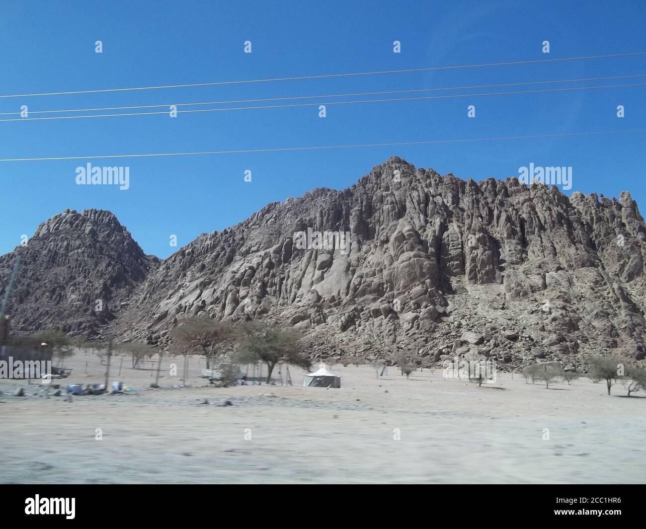 View of Mountain in Desert in Saudi Arabia Outback. Stock Photo