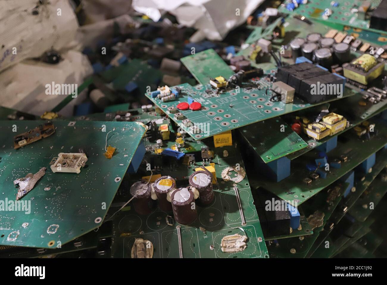 Electronic waste or e-waste from computers is seen at a workshop in New ...