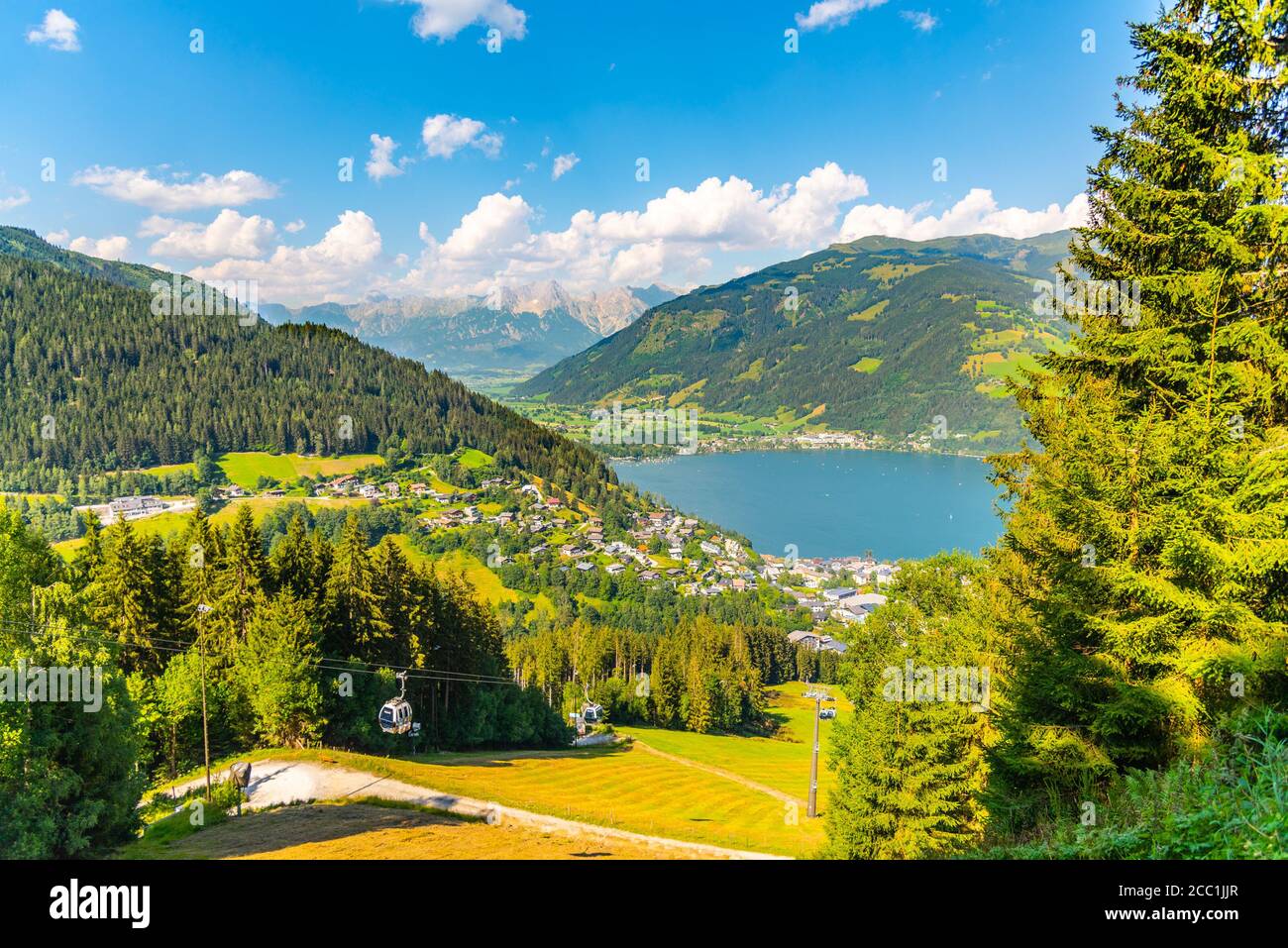 Lake Zell, German: Zeller See, at Zell am See in Austrian Alps, Austria. Stock Photo
