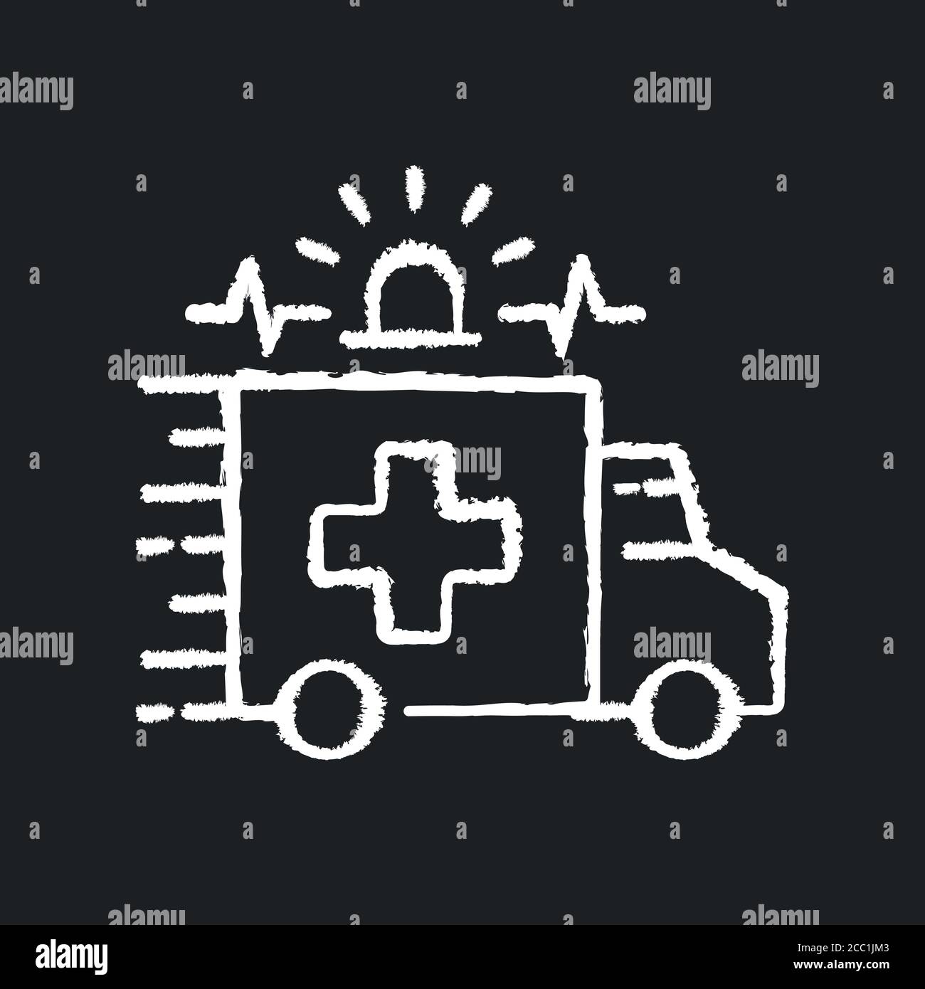 Emergency chalk white icon on black background Stock Vector